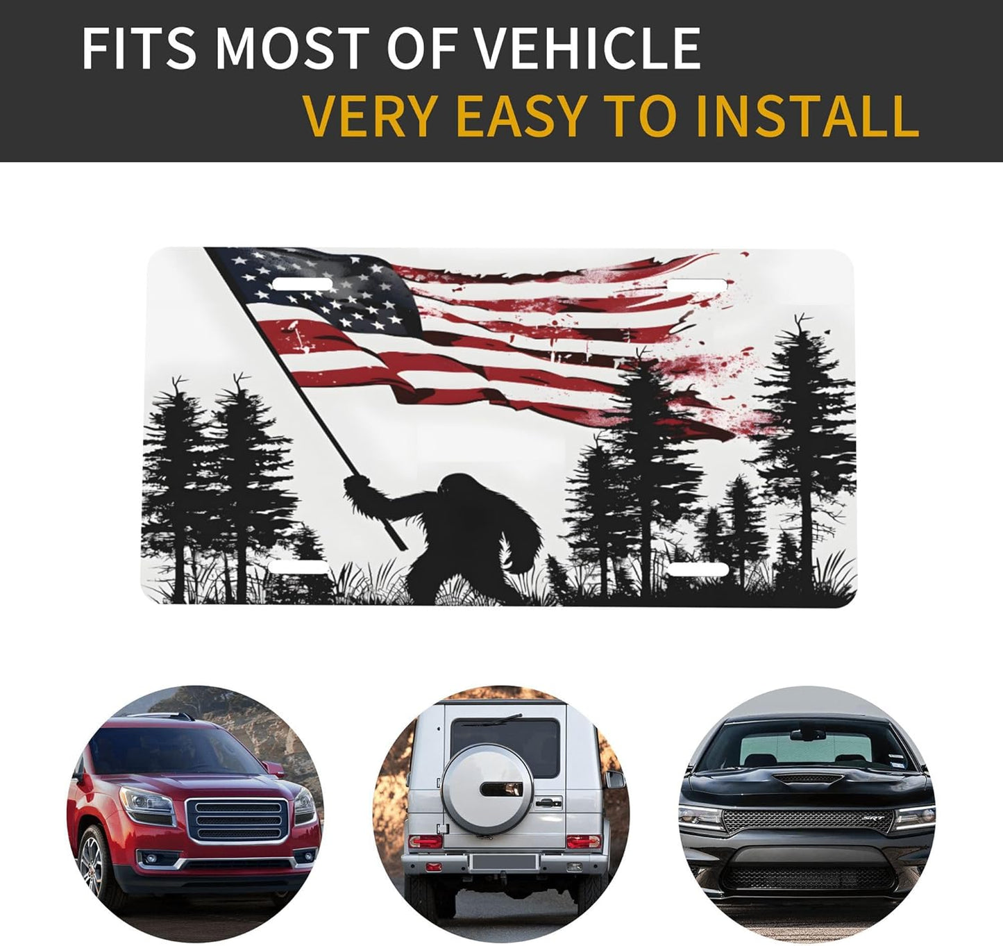 Custom License Plate Personalized Bigfoot American Funny Aluminum Front License Plates Decorative Rust-Free Metal Car Plate Covers for Women Men Car Tag Accessories fit Truck SUV Rv 12 X 6 in