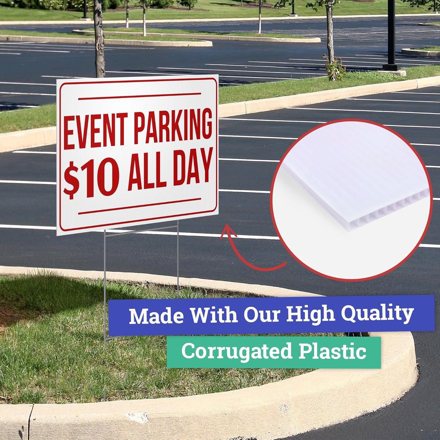 12x18" Double Sided Customizable Outdoor Yard Sign made from Corrugated Plastic with Metal "H" Stake, Easy to Design, Sign for Business, Garage or Yard Sale, Home, Office, (12" x 18")