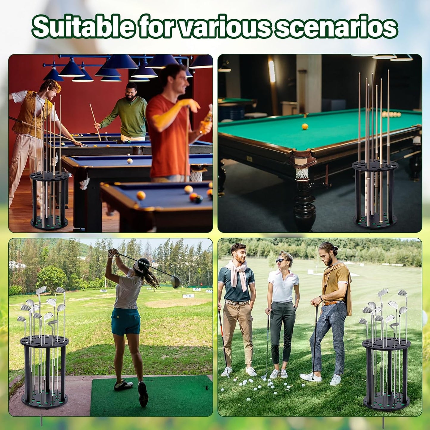 Wooden Golf Club Display Rack Pool Stick Holder Putter Stand for 22 Multiple Golf Club Organizer for Home Office