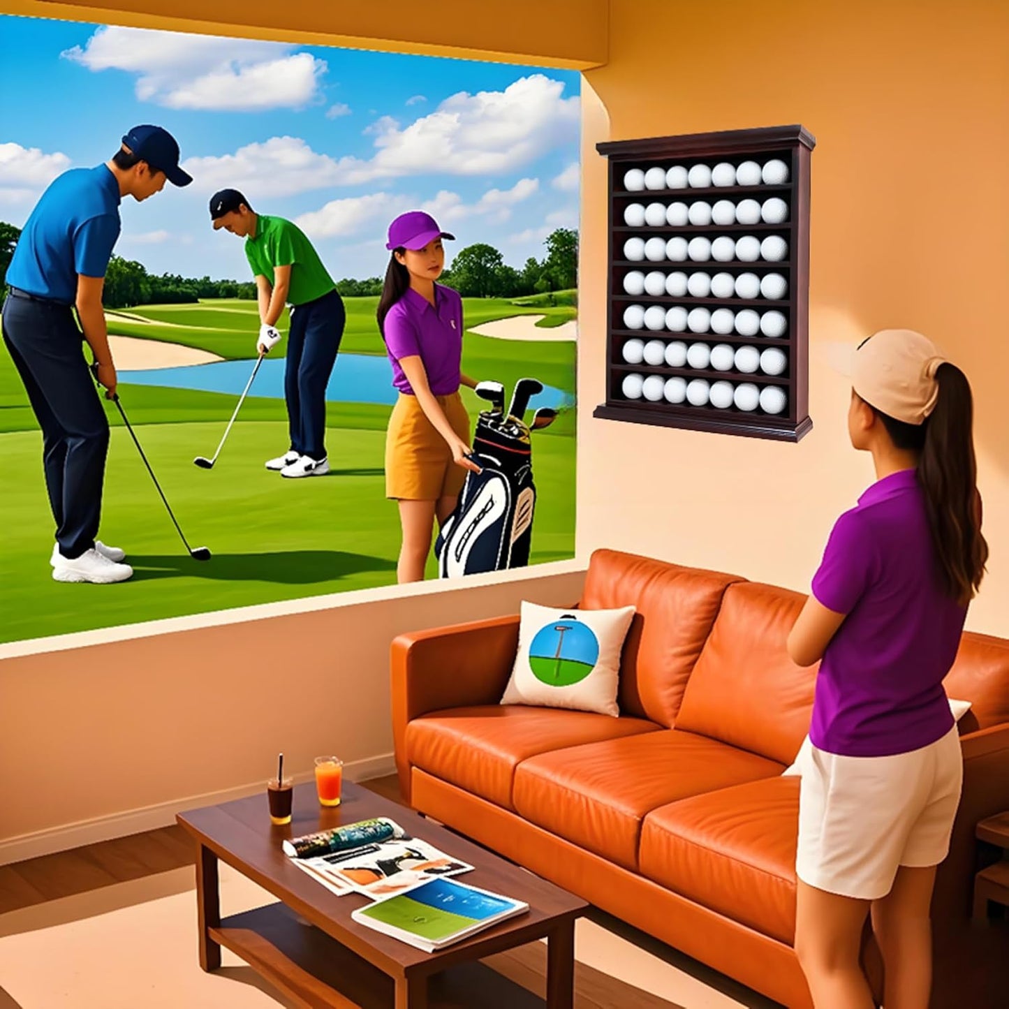 Elegant Golf Ball Display Case - Wall Mount Shadow Box for Store or Exhibition Showcases, Versatile Wall Mount Golf Memorabilia Case for Stores