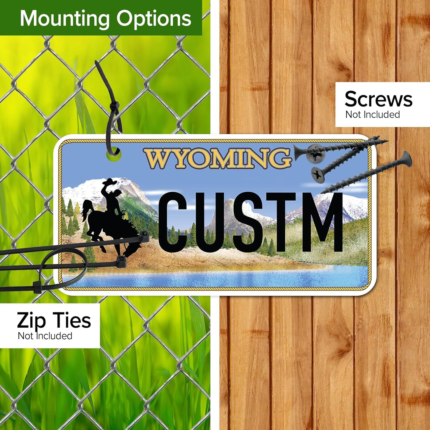 Mini License Plates, Personalized License Plates, Custom for Car, Bikes, ATV, Kids Car, Golf Cart, Jeep, 2x4 Inch, Rust-Free Fade Resistant Aluminum, USA Made by My Sign Center (Wyoming)
