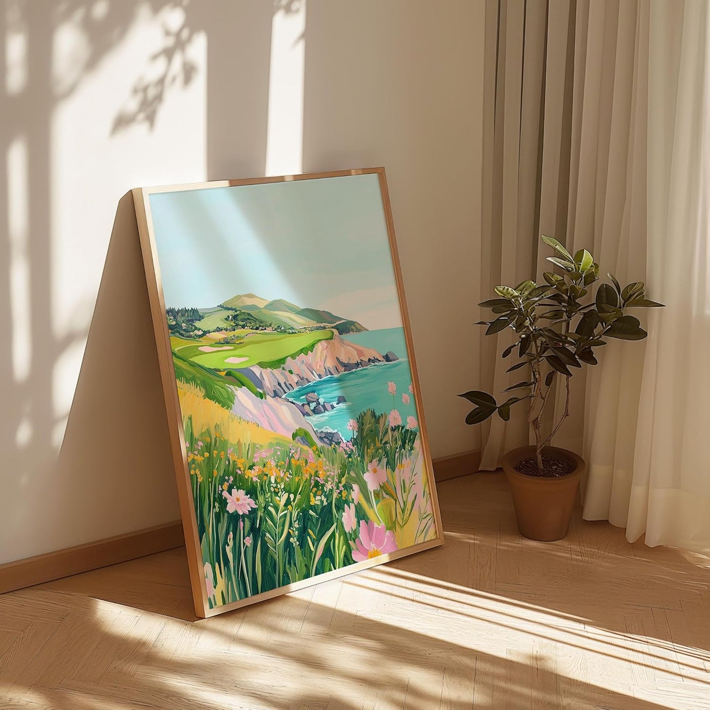 Golf Course Floral Pastel Art Print Posters - Premium Giclee Fine Art Prints - Golf Course Home Decor Posters, Golfer Art Prints for Home and Office Decor - Vintage Aesthetic, Ready to Frame