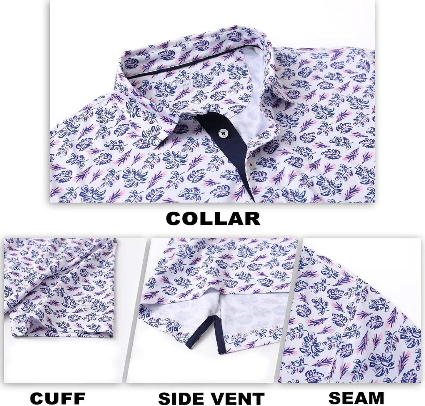 M MAELREG Mens Golf Shirt Short Sleeve Dry Fit Print Moisture Wicking Performance Patterns Collared Polo Shirt