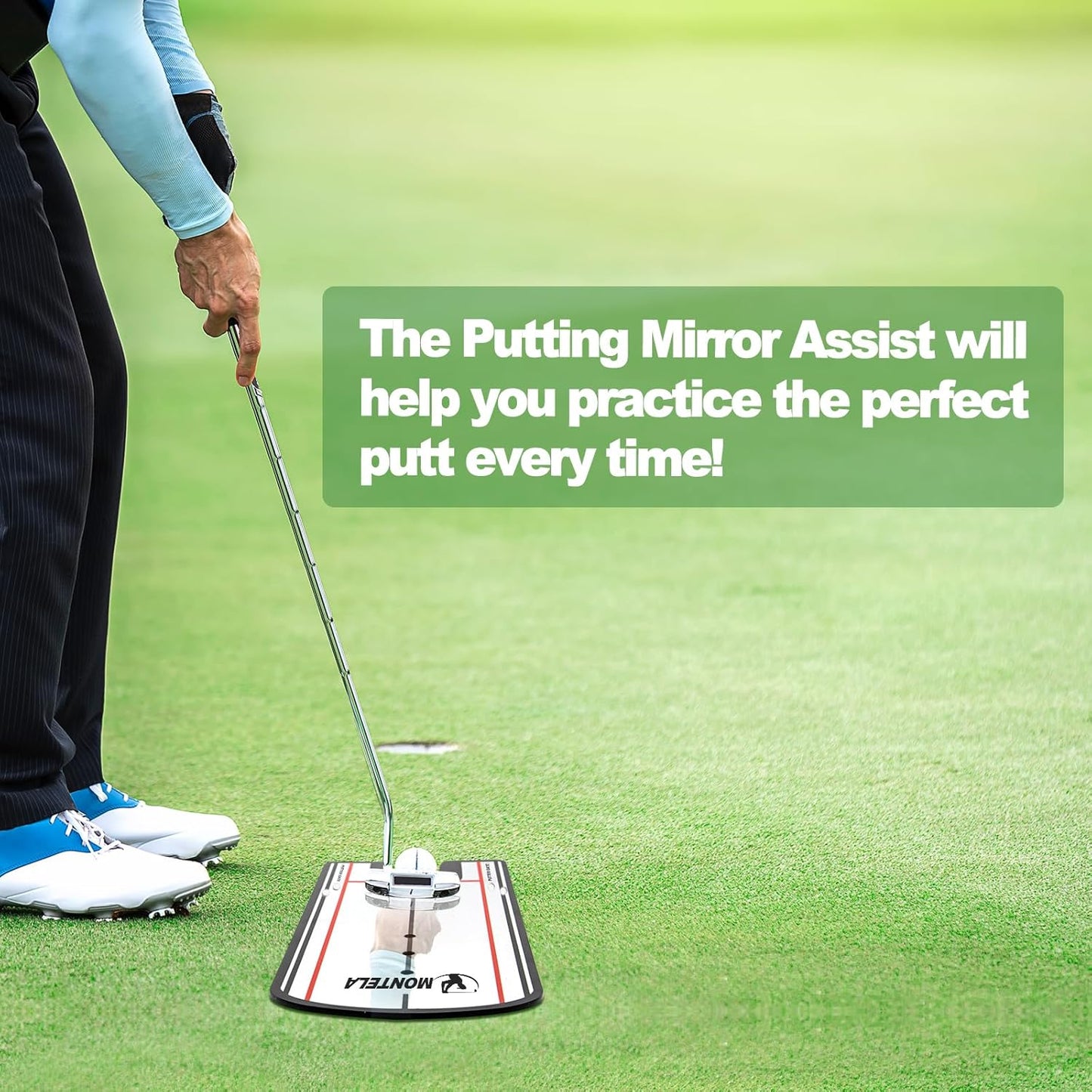 Montela Golf Putting Mirror, Putting Mirror Training Aid for Golf, Portable Training Aid, Golf Putting Alignment Mirror Practice Putting Trainer for Beginner Golfing Equipment and Accessories