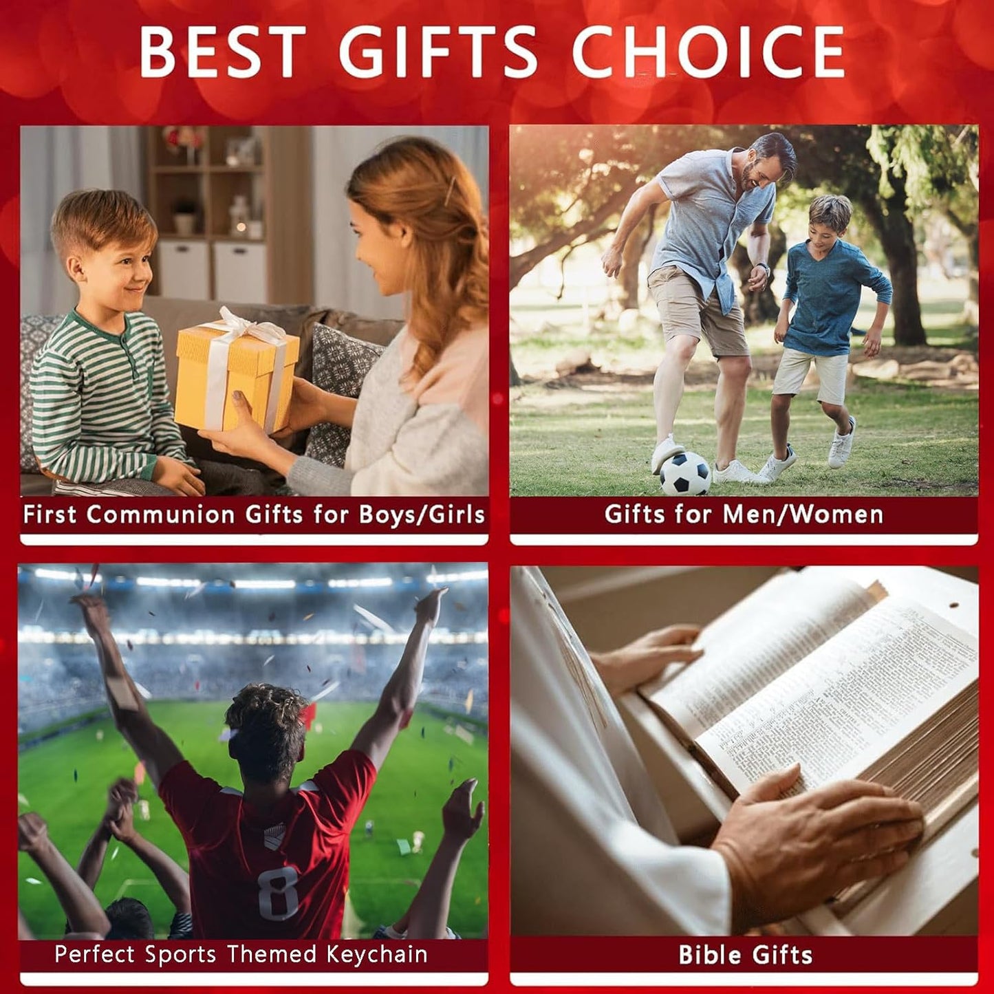 Football/Baseball/Soccer/Basketball Keychain for Men First Communion Baptism Confirmation Mens Gifts