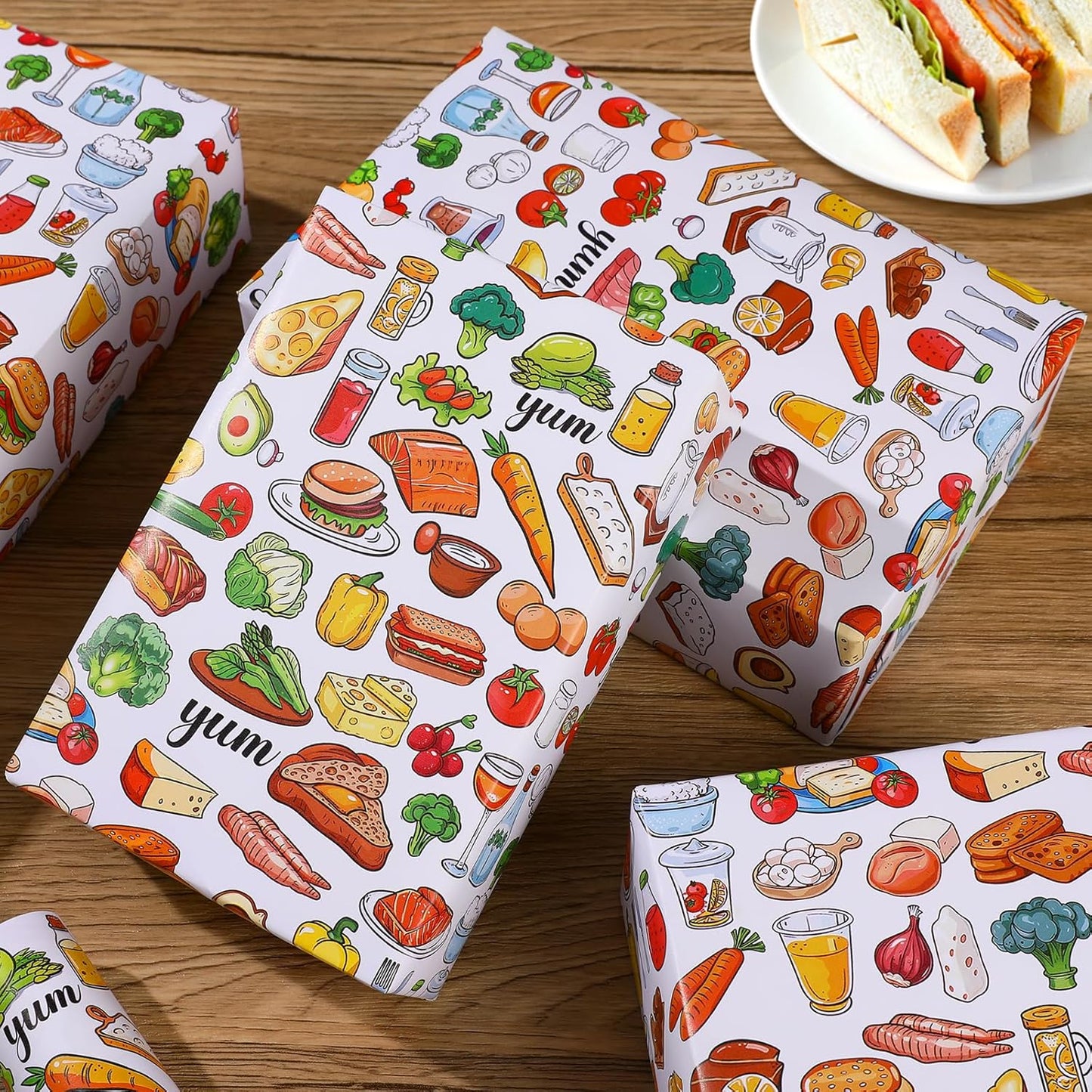 Food Wrapping Paper Roll - 17Inch x16.4Feet - Sandwich Fruit Vegetable Gift Wrap Foodie Gift Packing Paper