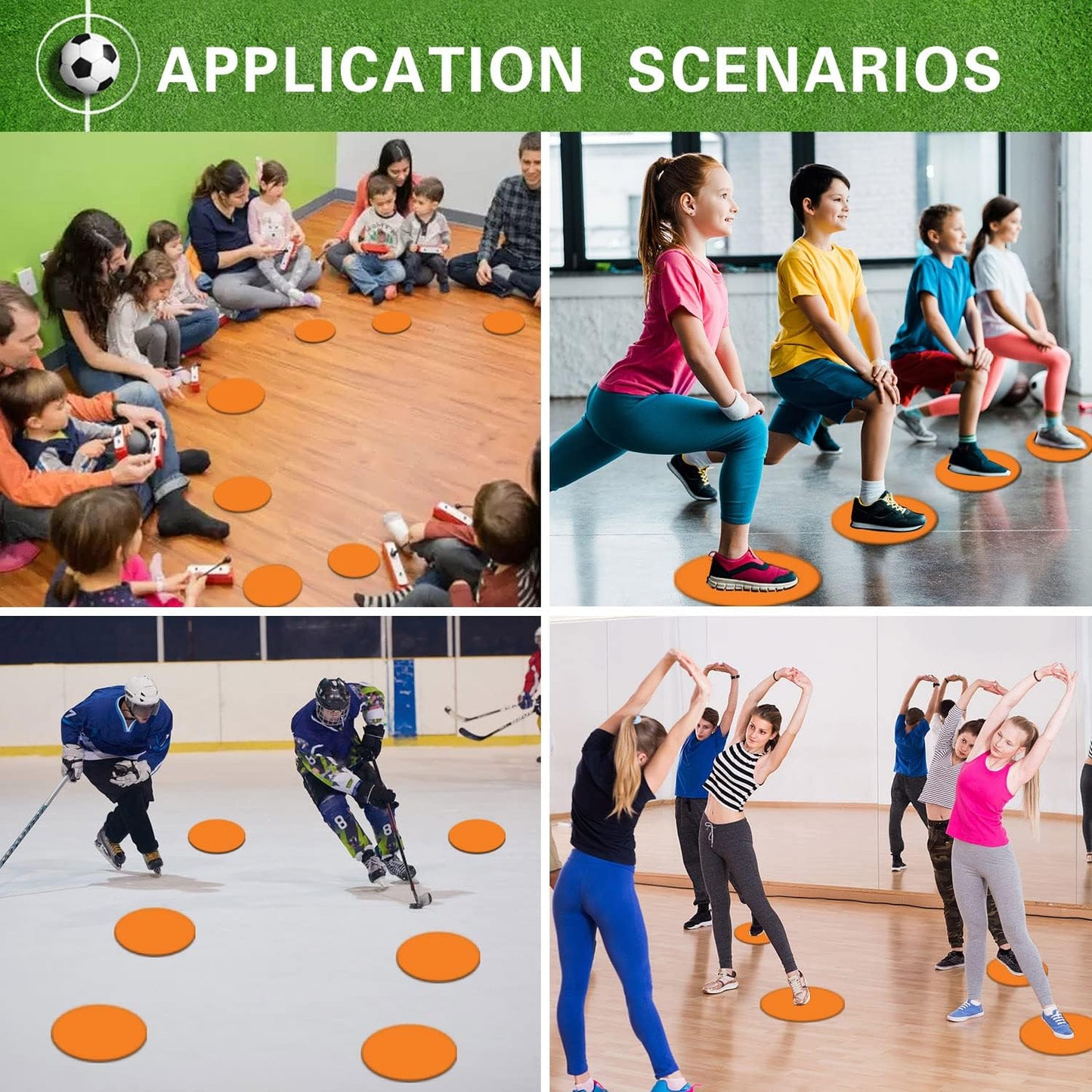 Poly Spot Markers 9 inch Non-Slip Rubber Agility Markers Flat Field Cones Floor Dots for Football, Soccer, Basketball Training Markers, School Activities, Exercise Drills, Social Distancing