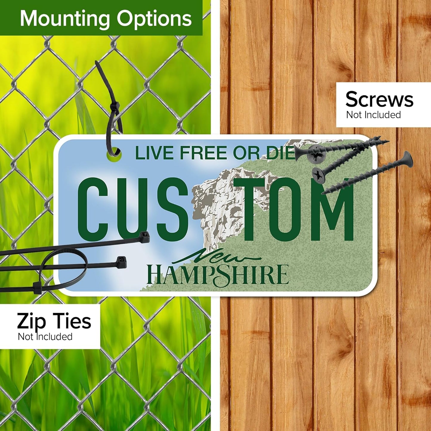 Mini License Plates, Personalized License Plates, Custom for Car, Bikes, ATV, Kids Car, Golf Cart, Jeep, 2x4 Inch, Rust-Free Fade Resistant Aluminum, USA Made by My Sign Center (New Hampshire)