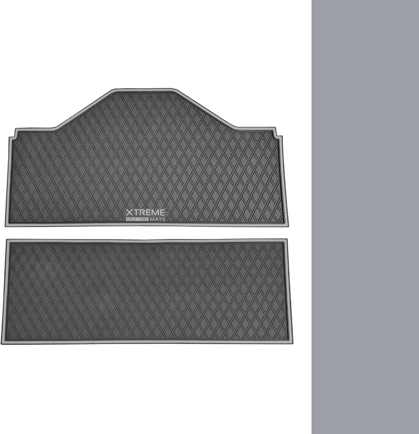Xtreme MATS Evolution D5 Golf Cart Floor Mat Set- Rubber Double Diamond Design - Fits DMAX, GT 4 & 6, D5 4F (4 Forward Facing) Including Evolution Maverick and Ranger Trims (Grey Trim)