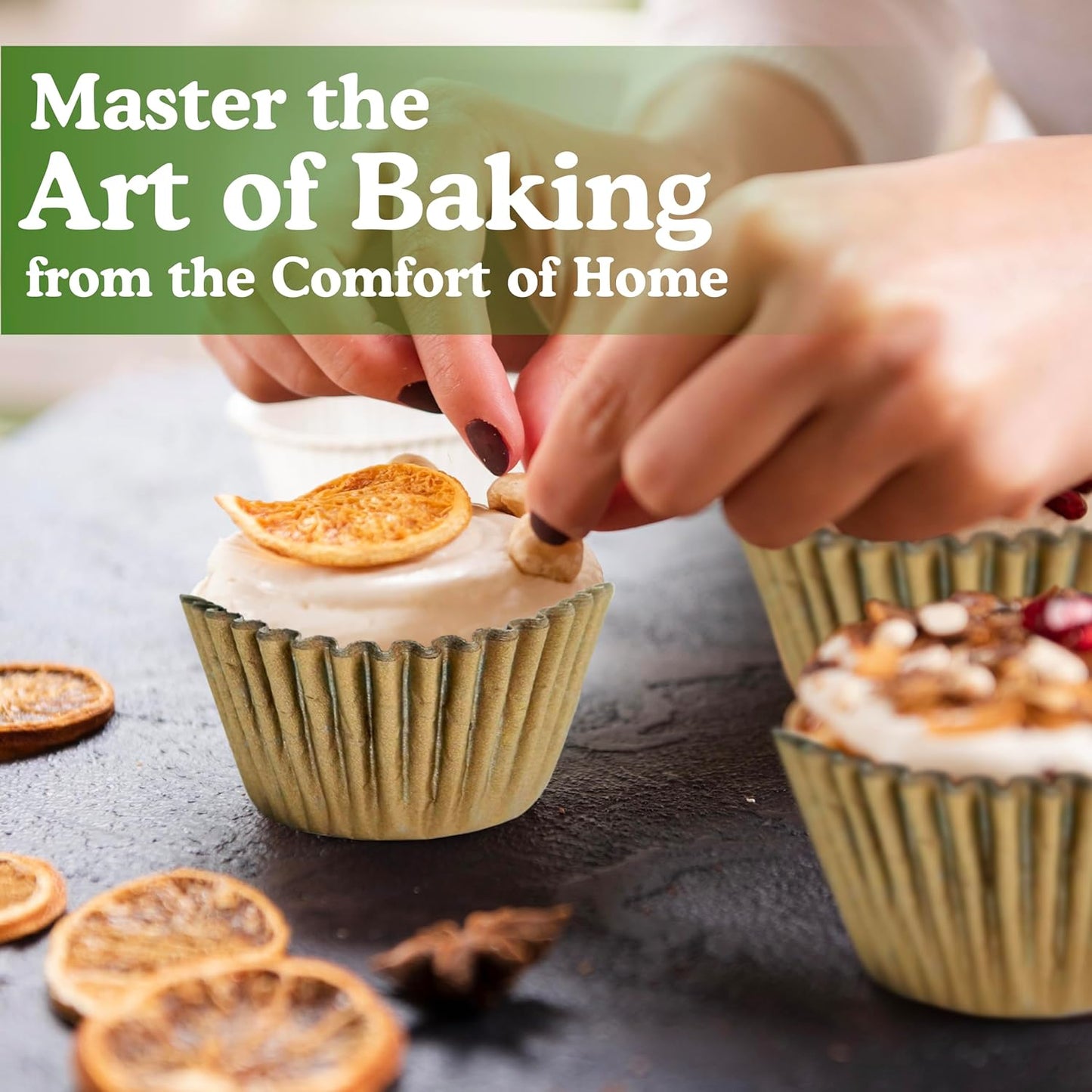 Regency Wraps Greaseproof Professional Grade Baking Cups, Pack of 40, Standard Liners, Gold Matte, for Cupcakes, Muffins, Candy, Non Stick