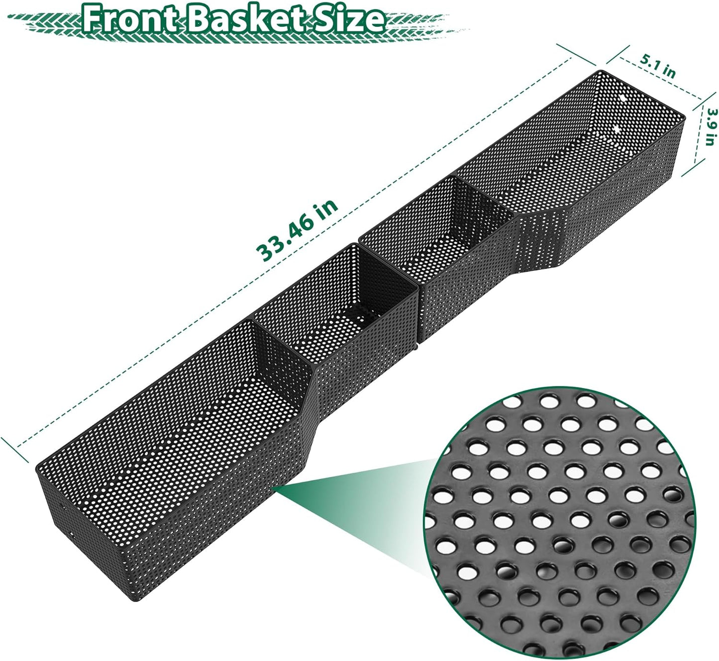 10L0L Golf Cart Inner Storage Utility Basket-Premium Steel Anti-Rust Suitable for Golf Cart Club Car Tempo Front Dash Storage Tray Organizer (Black)