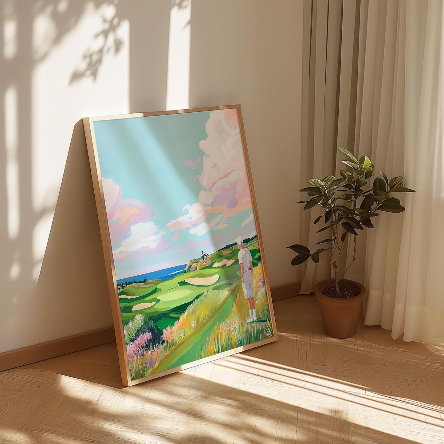 Golf Course Floral Pastel Art Print Posters - Premium Giclee Fine Art Prints - Golf Course Home Decor Posters, Golfer Art Prints for Home and Office Decor - Vintage Aesthetic, Ready to Frame