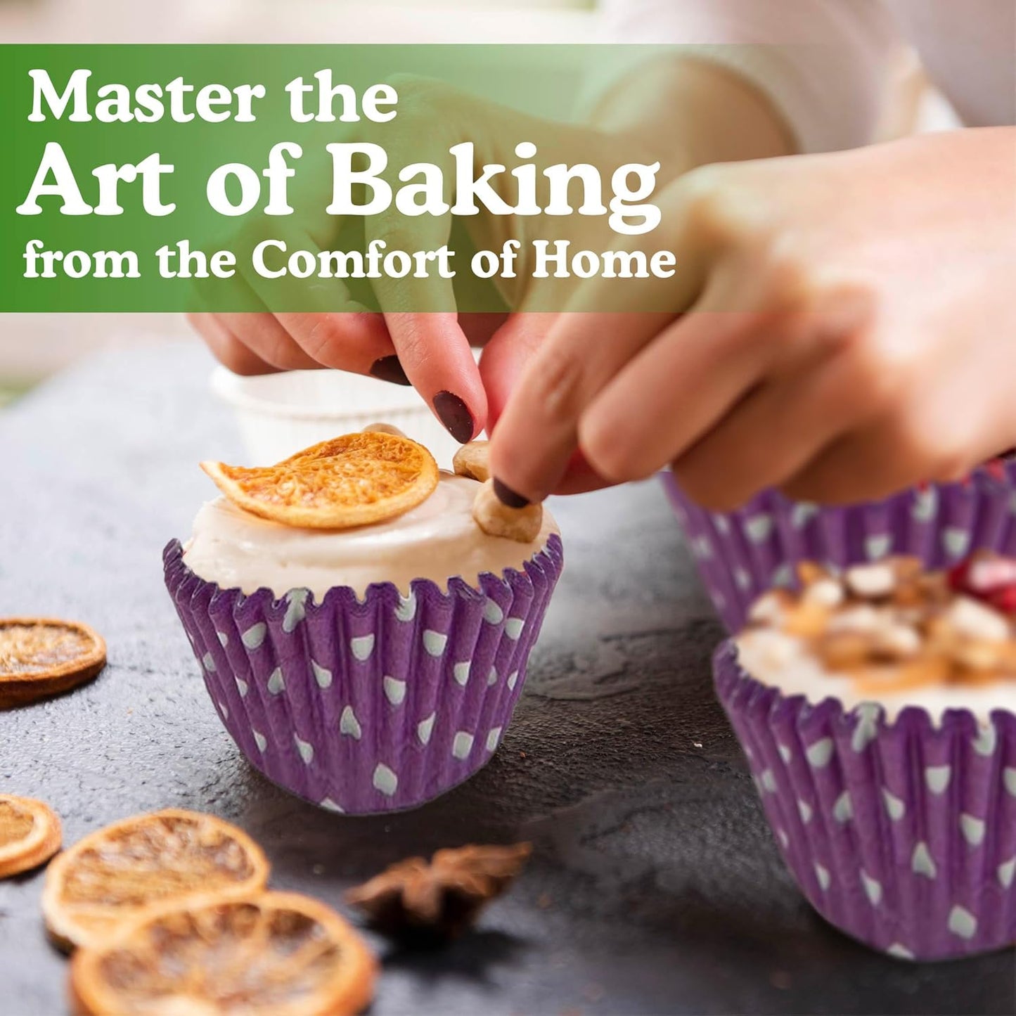 Regency Wraps Greaseproof Professional Grade Baking Cups, Pack of 40, Standard Liners, Purple Polka Dot, for Cupcakes, Muffins, Candy, Non Stick