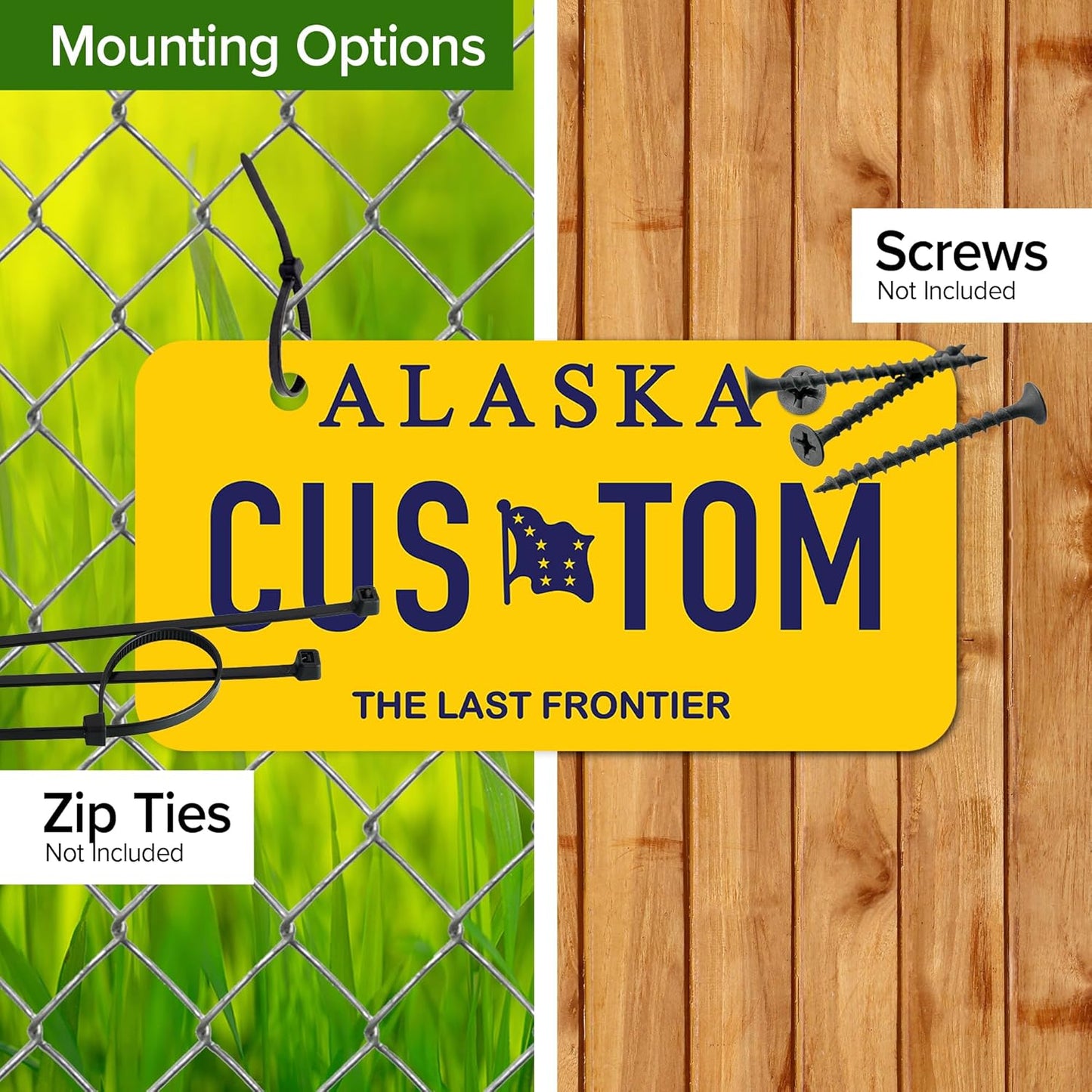 Mini License Plates, Personalized License Plates, Custom for Car, Bikes, ATV, Kids Car, Golf Cart, Jeep, 2x4 Inch, Rust-Free Fade Resistant Aluminum, USA Made by My Sign Center (Alaska)