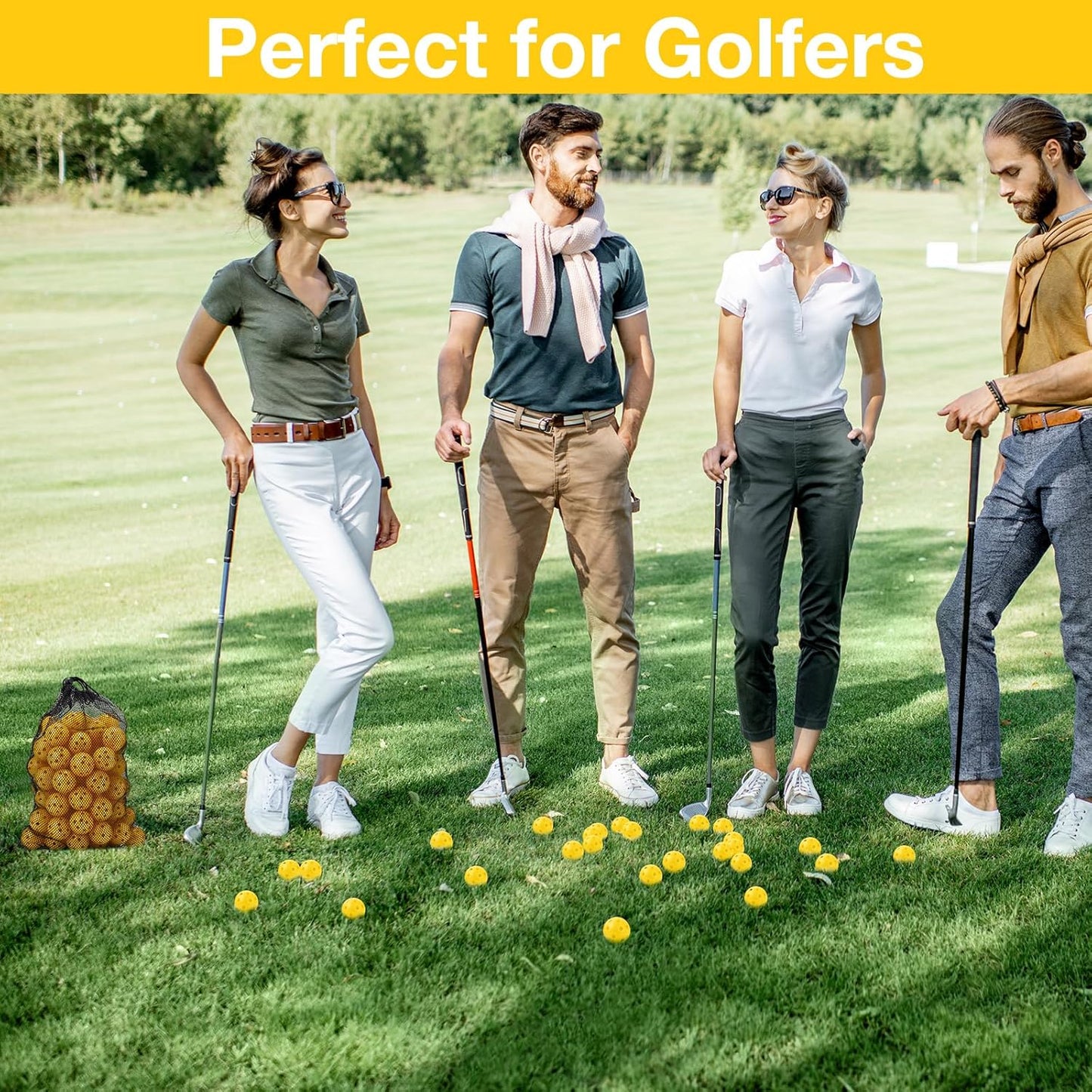 80 Pack Practice Golf Balls Limited Flight 42 mm Golf Training Airflow Hollow Plastic Ball for Women Men Indoor Outdoor Driving Range Swing Practice Home