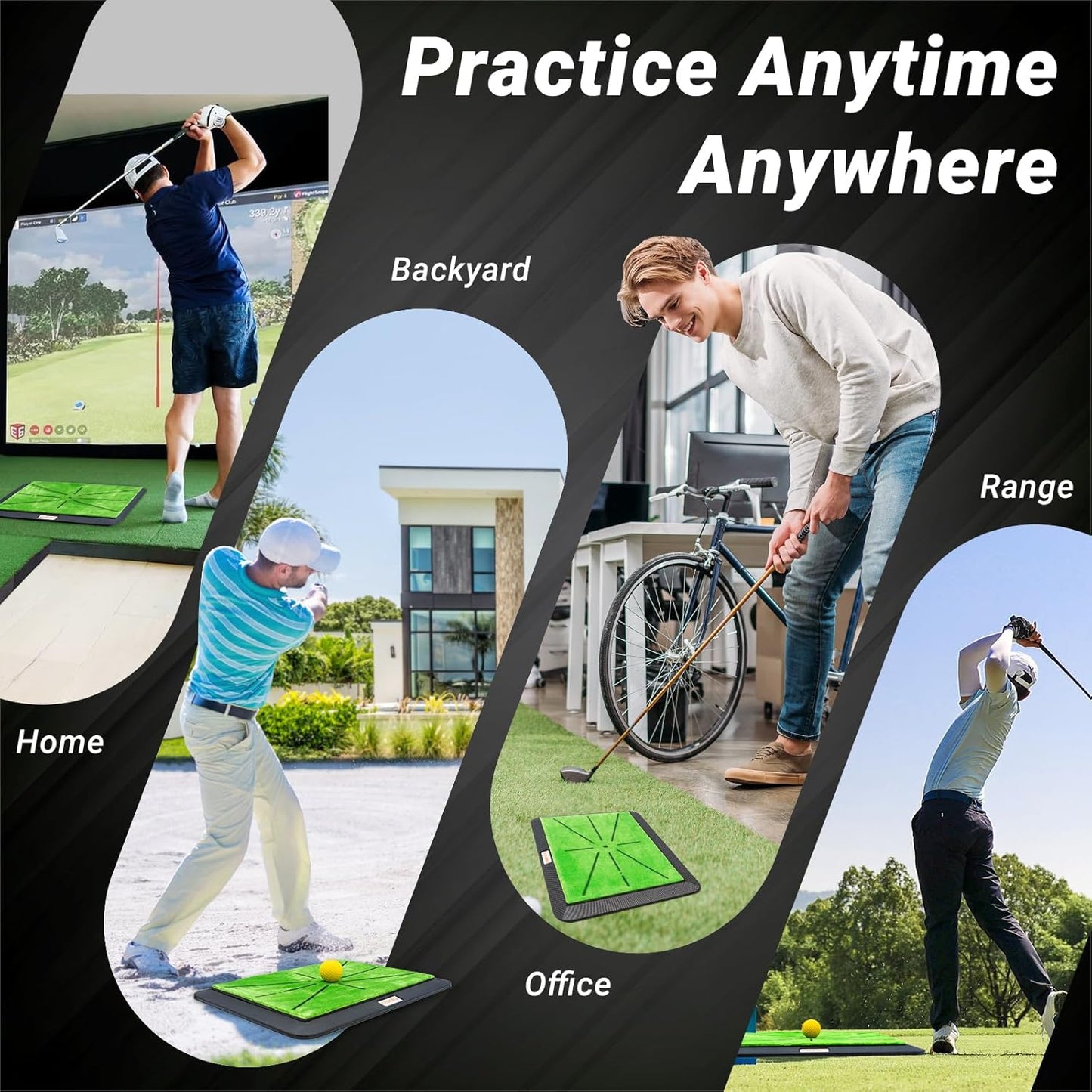 Golf Hitting Mat with Divot Board, Real-Time Swing Feedback Trainer, Indoor & Outdoor Chipping Practice Mat, Strike Training Aid, Turf Driving Impact Pad, Golf Accessories and Gifts for Men