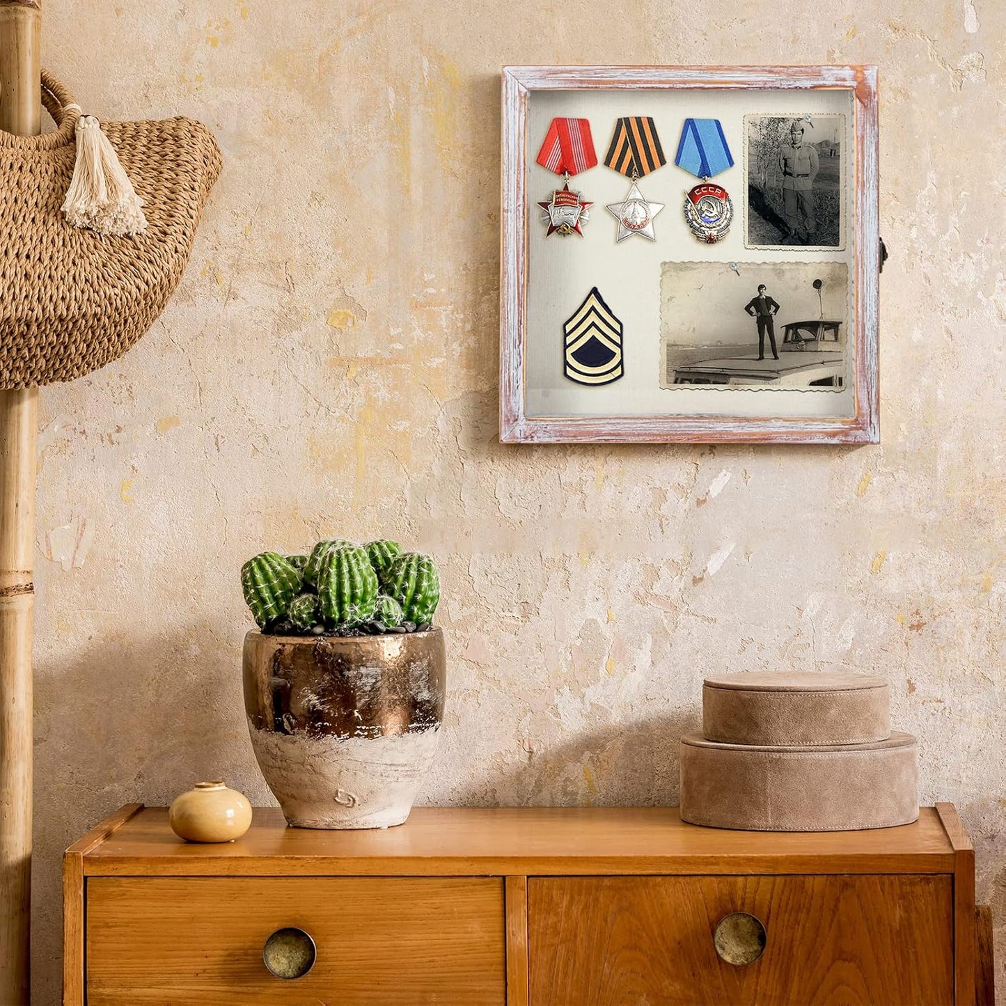 TJ.MOREE Flowers Shadow Box Display Case 11 x 11 Shadow Box Frame with Glass Window Door Farmhouse Picture Frame Wedding Bouquet Memorabilia Photos Memory Box for Keepsakes - White Pink