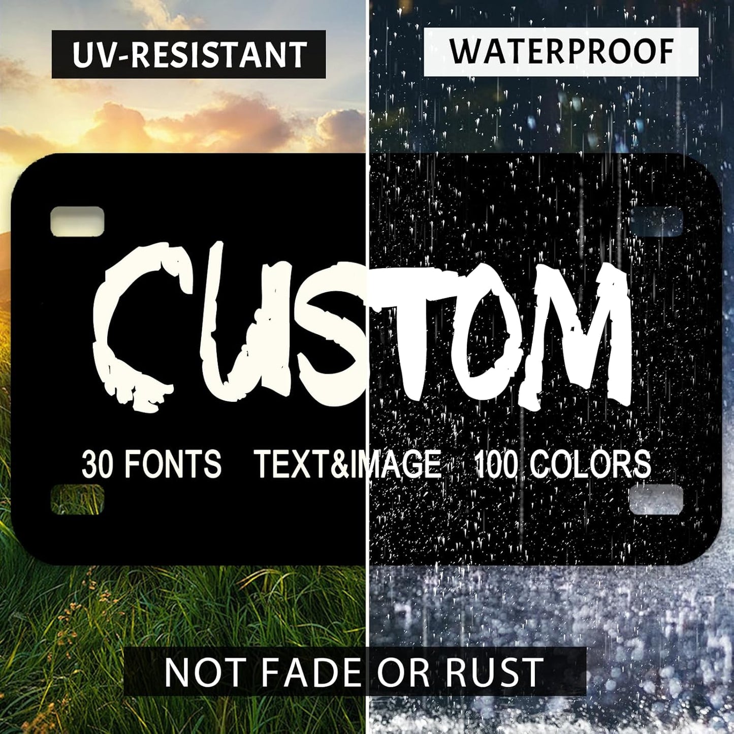 Custom License Plate,7x4 Inches Front License Plate,Thick Rust-Free,Personalized License Plate for Power Wheels|Wagons|ATV |Golf Cart Accessories|Motorcycle