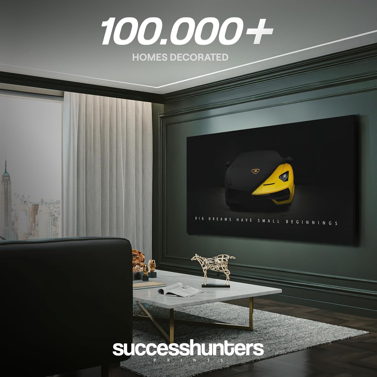 Motivational Wall Art for Office, Super Car Art Canvas, Inspirational Automotive Decor for Lamborghini Sportscar Lovers, Motivational Wall Decor for Office and Home, Inspiring Car Poster (30 X 15 in)