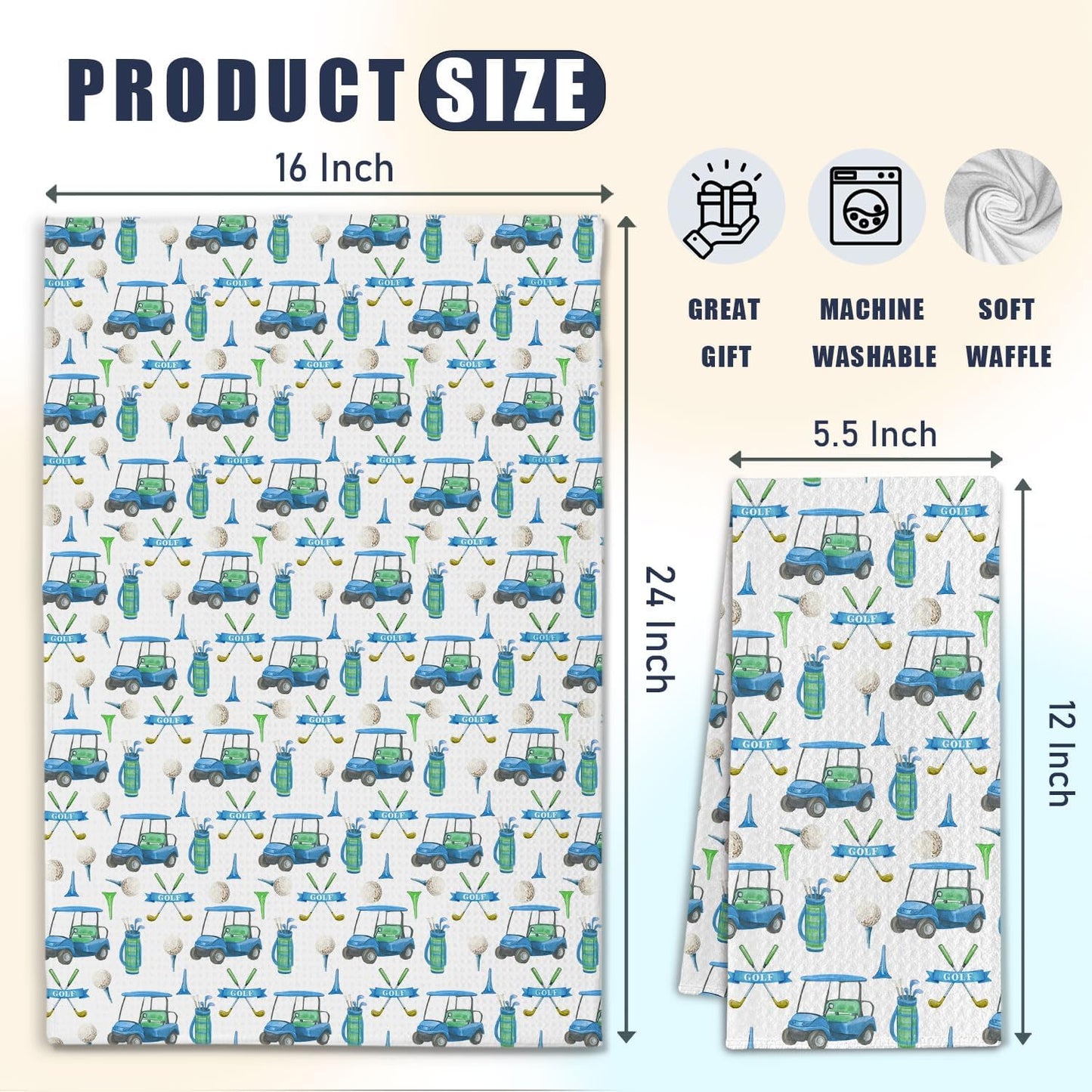 Golfer Gifts Kitchen Towels, Golf Lover Gifts for Women Men Dish Tea Towels for Kitchen Decor, Golfing Gift Decorative Hand Towel for Bathroom, 16x24 Inches