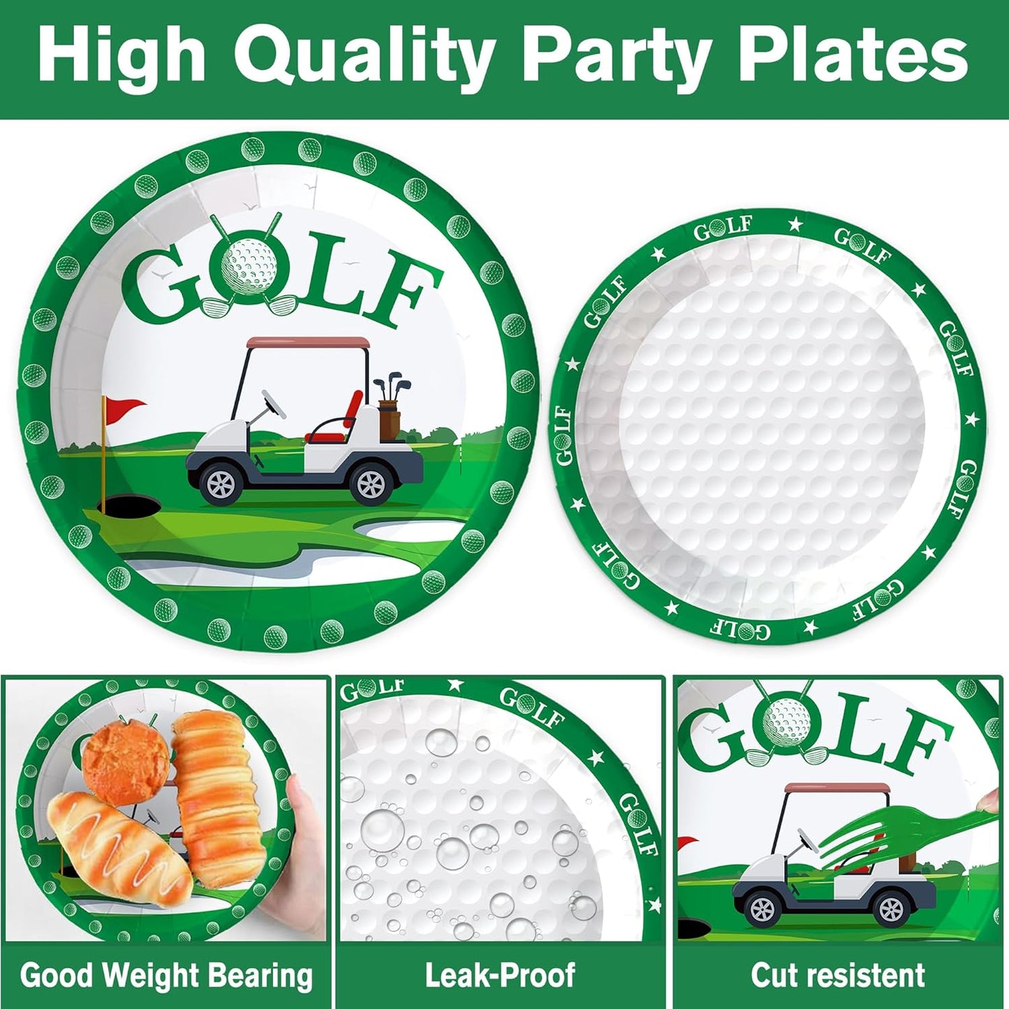 129Pcs Golf Party Supplies -Serves 20 Party Decorations With Plates Cups Knifves Forks And Napkins Tablecloth And Banner For Birthday Party Decorations Game Day Family School Holiday Sports Events