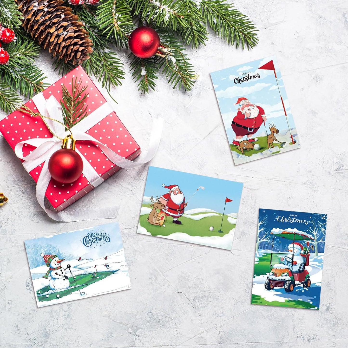 48 Pack Golf Christmas Cards with Envelopes Funny Holiday Golf Cards 7 x 5 Inches Golf Themed Christmas Cards for Friend Coworker Neighbor