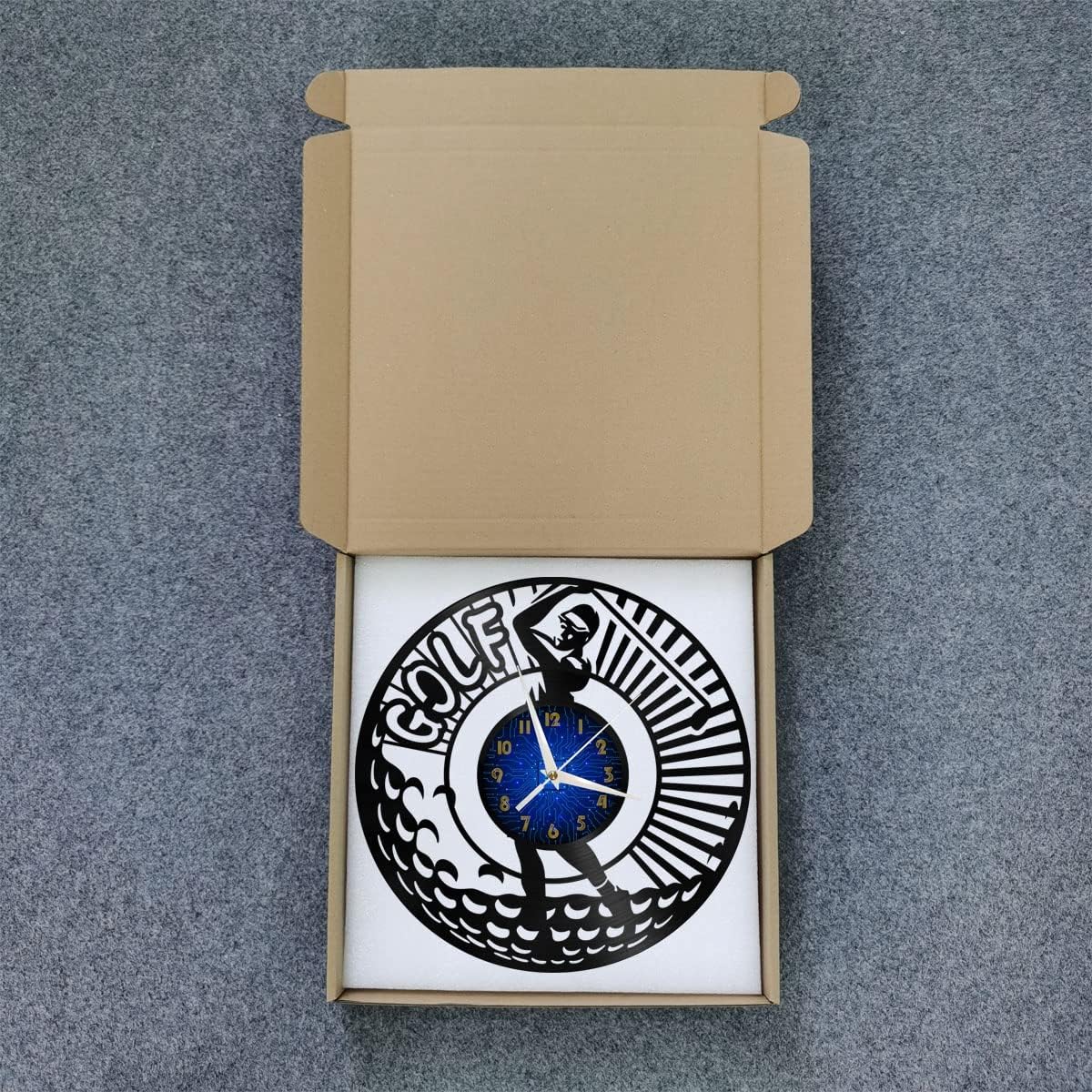 Golf Club 3 12 Inch Vinyl Record Wall Clock - Silent, Creative, and Unique Clock for Living Room, Entryway, or Bedroom Decor Idea(12 inchs B Without LED)