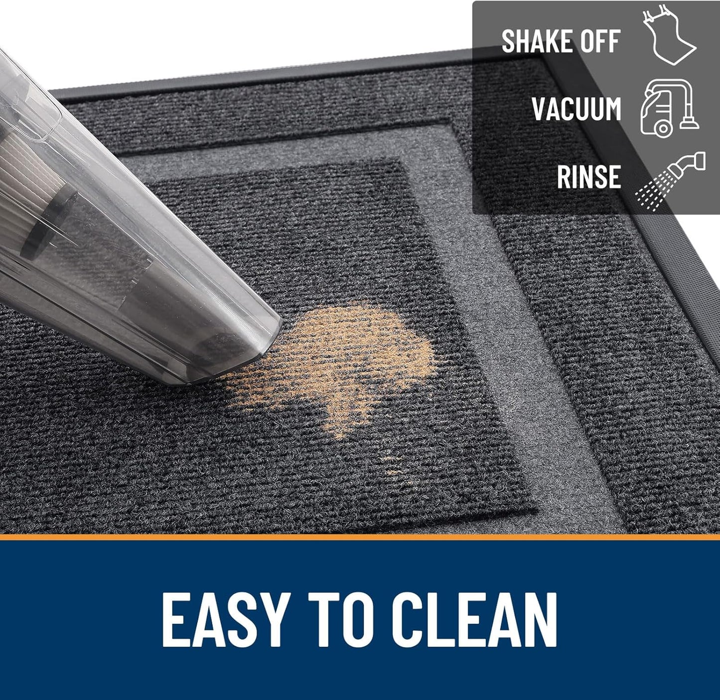 OLANLY Front Door Mat Indoor Outdoor Entrance, Waterproof All-Season, All-Weather Doormat, Sturdy Natural Rubber, Fade Resistant, Low Profile, Easy Clean Patio Porch Entryway Mat, 47x23, Grey