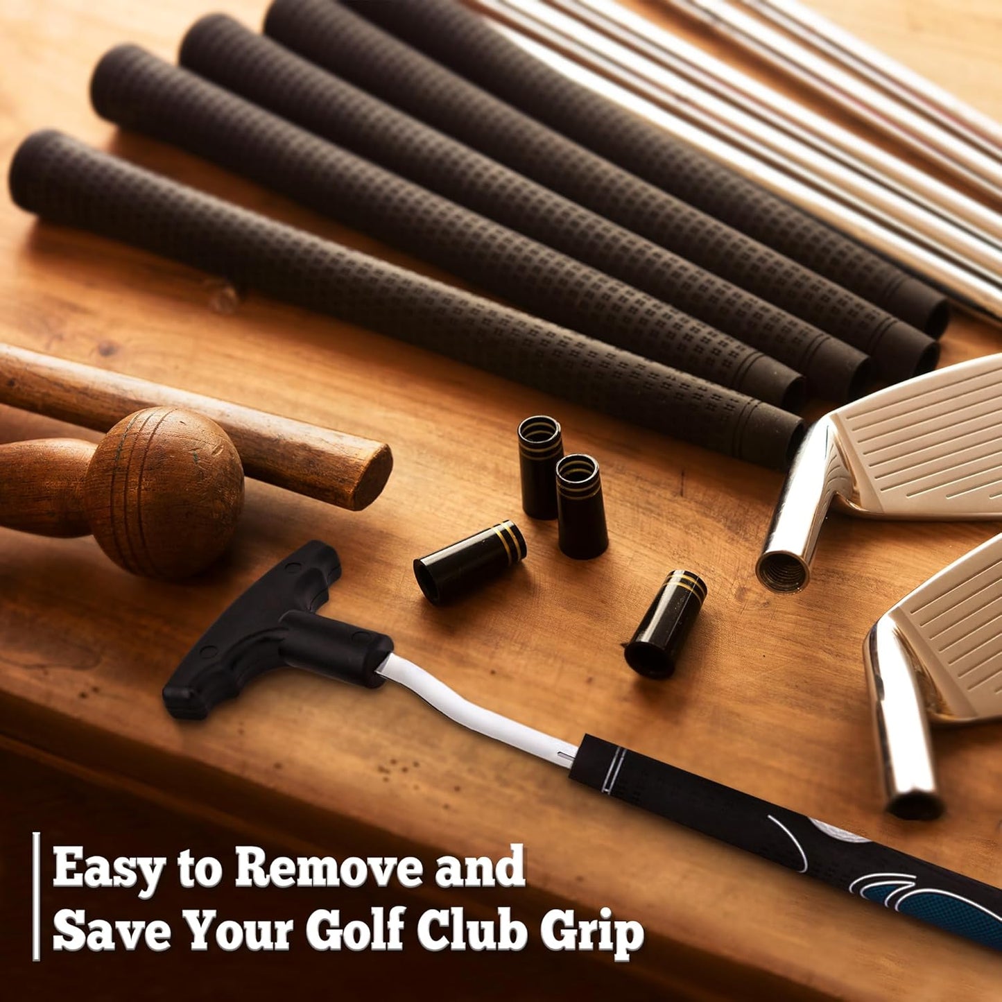Golf Grip Removal Tool, 12.2" V-Groove Golf Grip Remover Saver Gripping Tool Standard Length Swinging Golf Grip Remover Kit