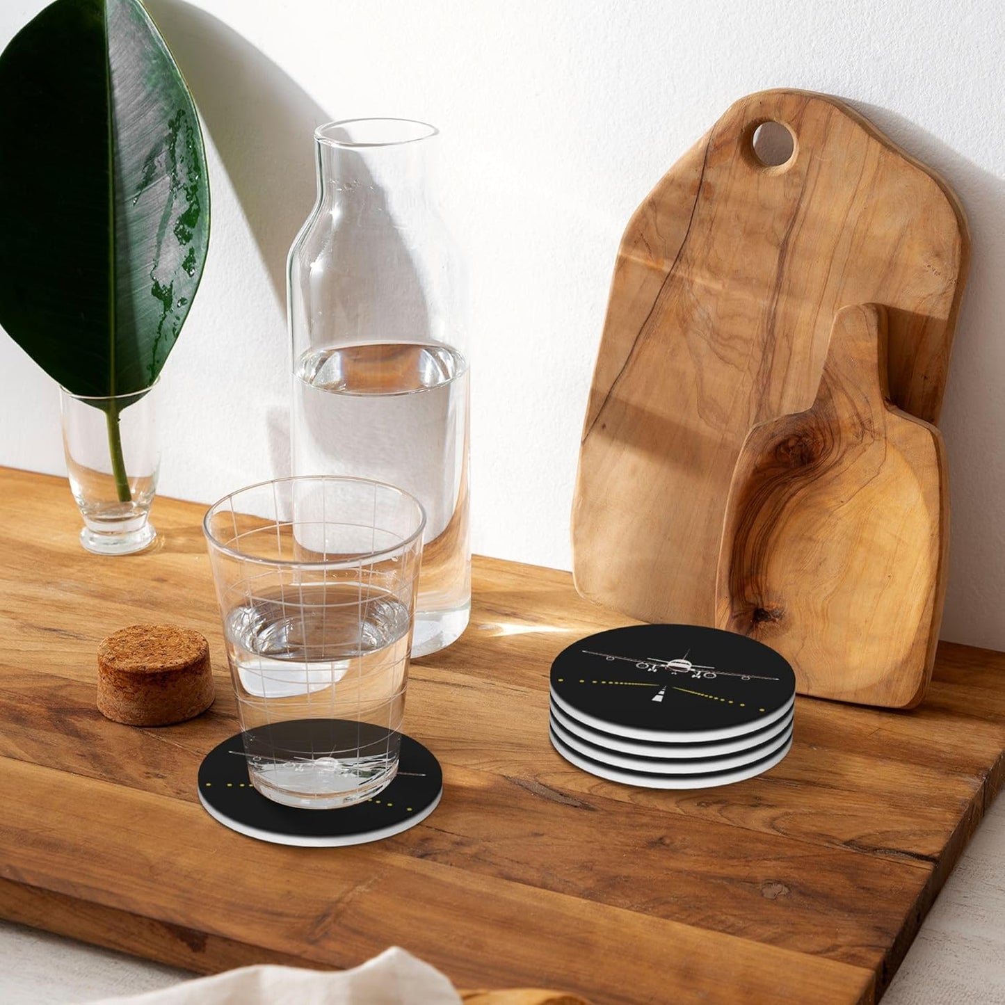 Airplane Coasters for Drinks Set of 4, Absorbent Ceramic Drink Coasters for Coffee Table Wooden Table Cup Bar, 4 Inches