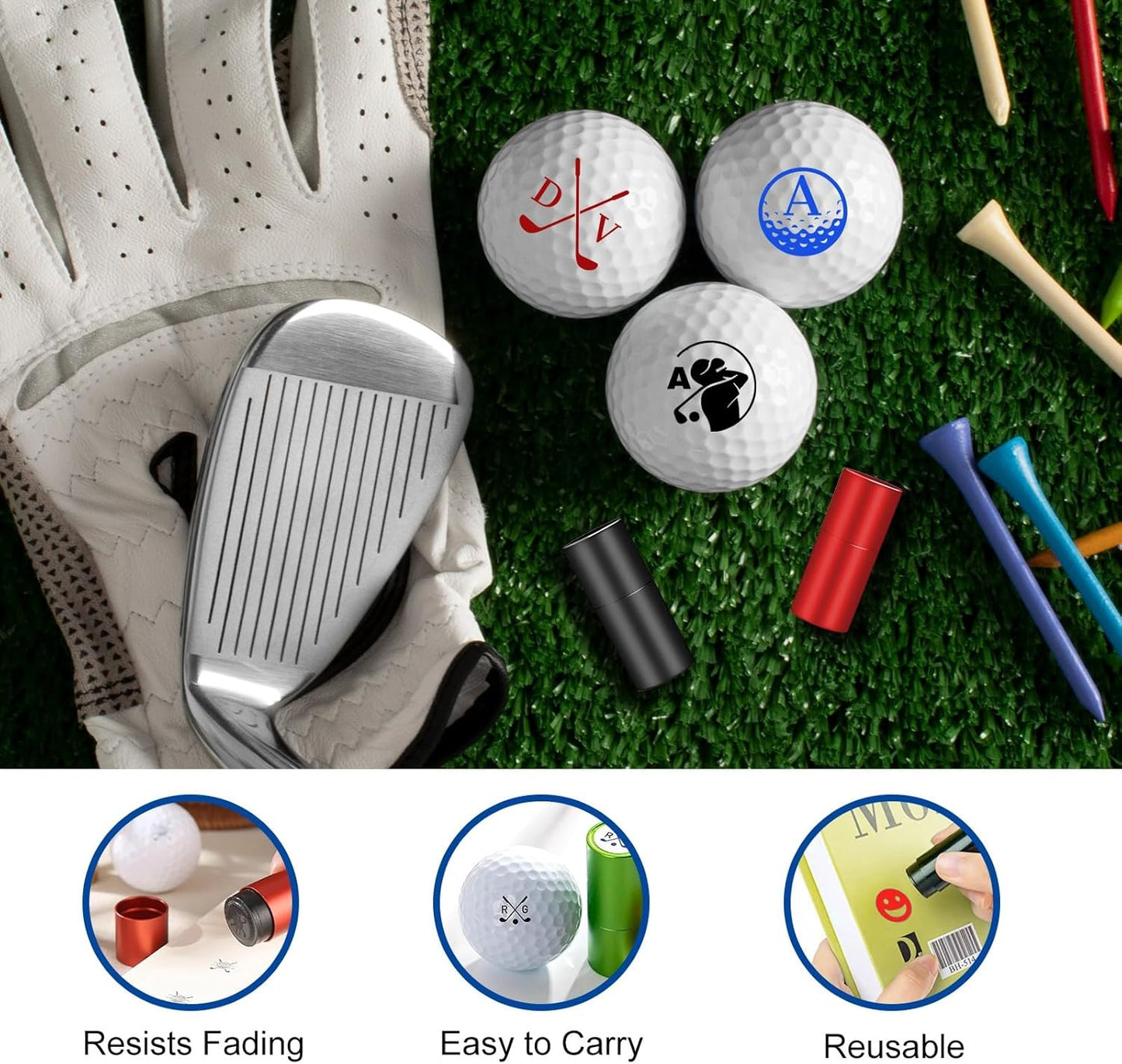 Custom Golf Ball Stamp Personalized Golf Ball Stamper with Name Logo Monogram Customized Golf Ball Marker Stamp Gifts for Men Golfer Husband Boyfriend Dad