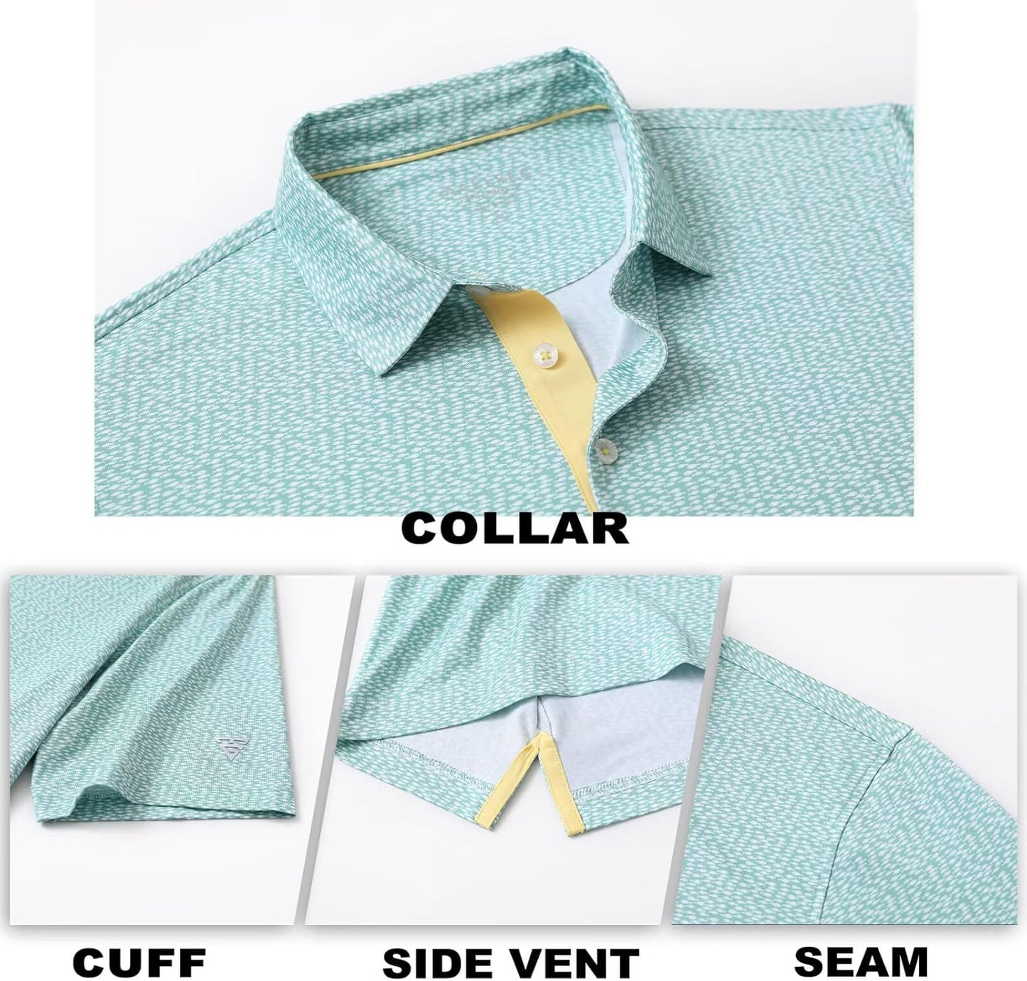 M MAELREG Mens Golf Shirt Short Sleeve Dry Fit Print Moisture Wicking Performance Patterns Collared Polo Shirt