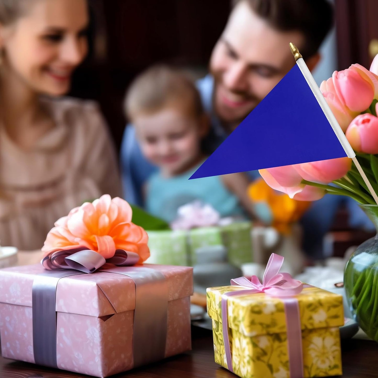 20 Pack Solid Color Blue Blank Pennant Flags on Wood Stick Small Mini Plain DIY Graffiti Flags,Decorations for Parades,Grand Opening,Kids Birthday,Sports Clubs,5x8 Inch