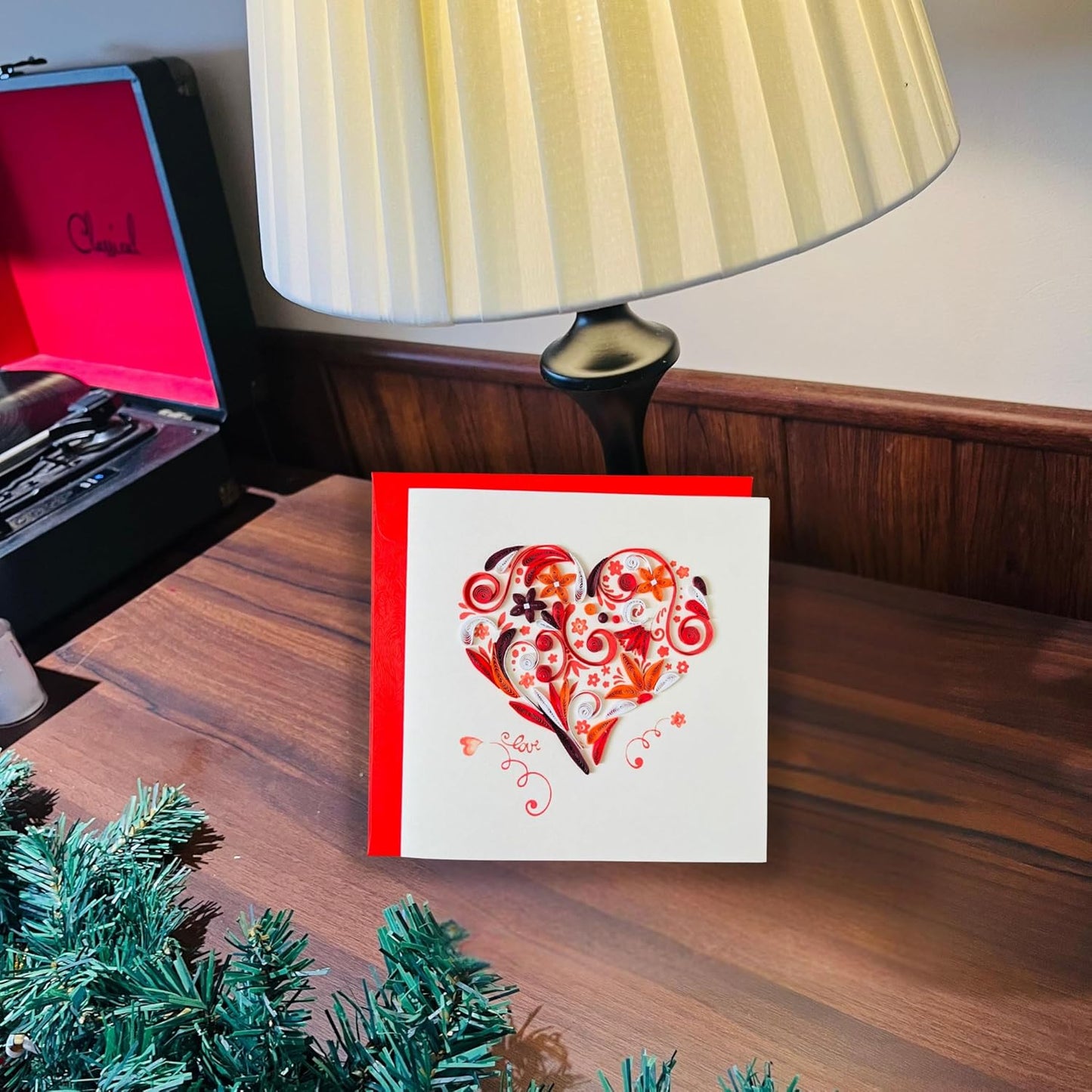 Quilling Cards, handmade card, quilled cards with Handmade Art for all occasions: quilling birthday card for women, Birthday card, mother... colorful heart design (Red heart)