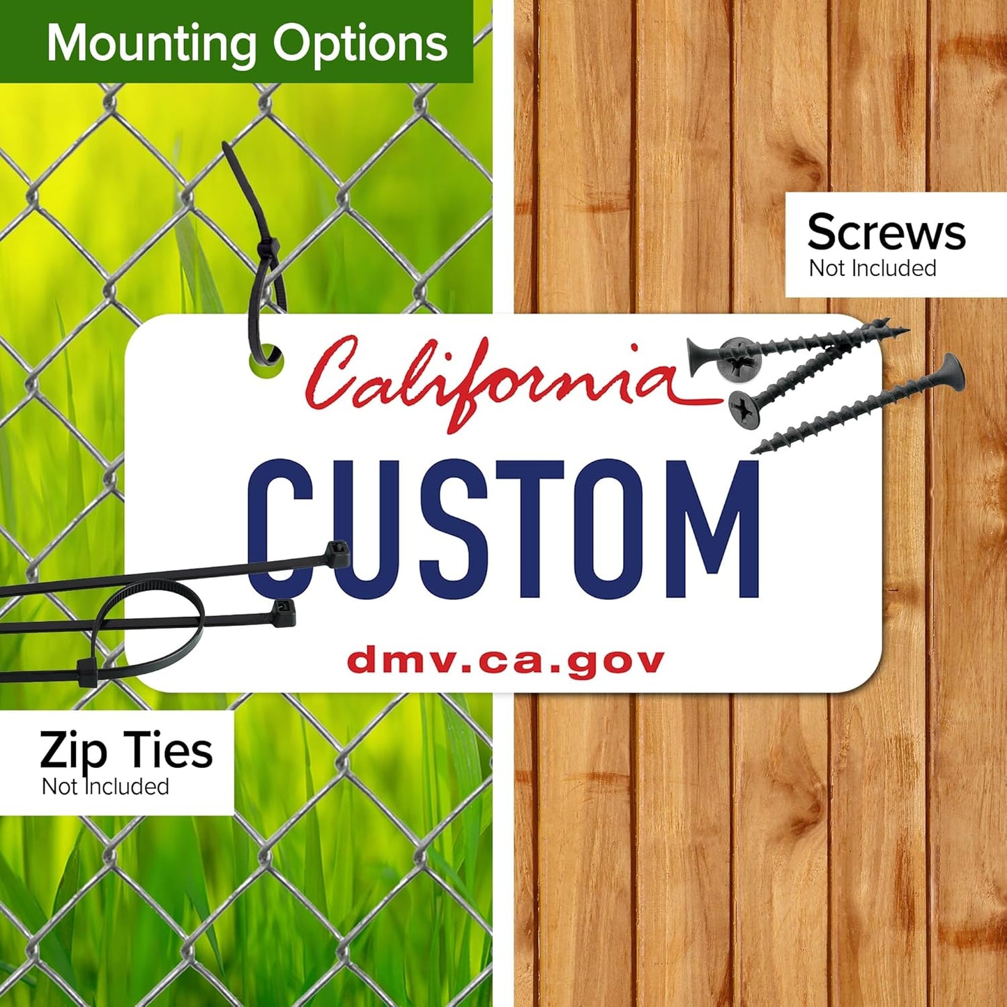 Mini License Plates, Personalized License Plates, Custom for Car, Bikes, ATV, Kids Car, Golf Cart, Jeep, 2x4 Inch, Rust-Free Fade Resistant Aluminum, USA Made by My Sign Center (California)