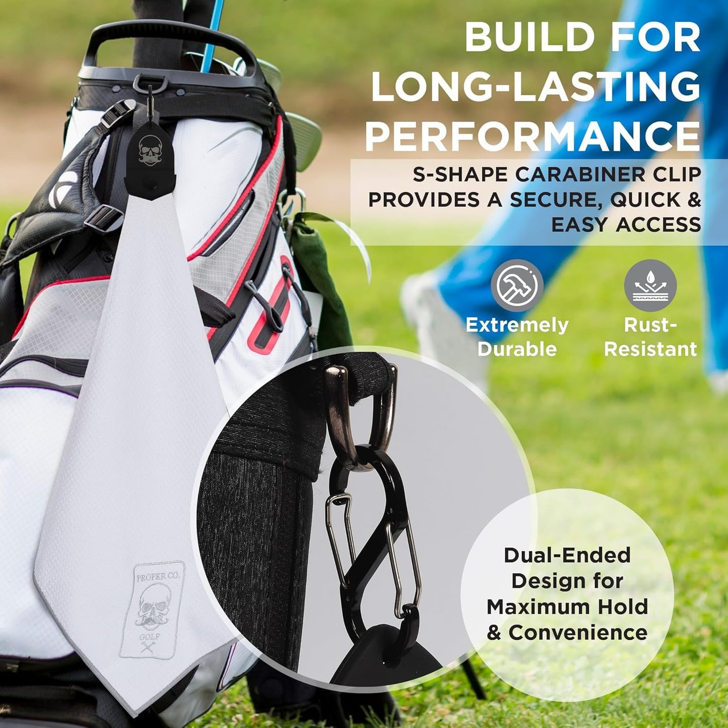 Magnetic Golf Towel (White) Microfiber Golf Towel | Ultra Absorbant Waffle Pattern | Extra Strong Magnet for Golf Cart or Clubs