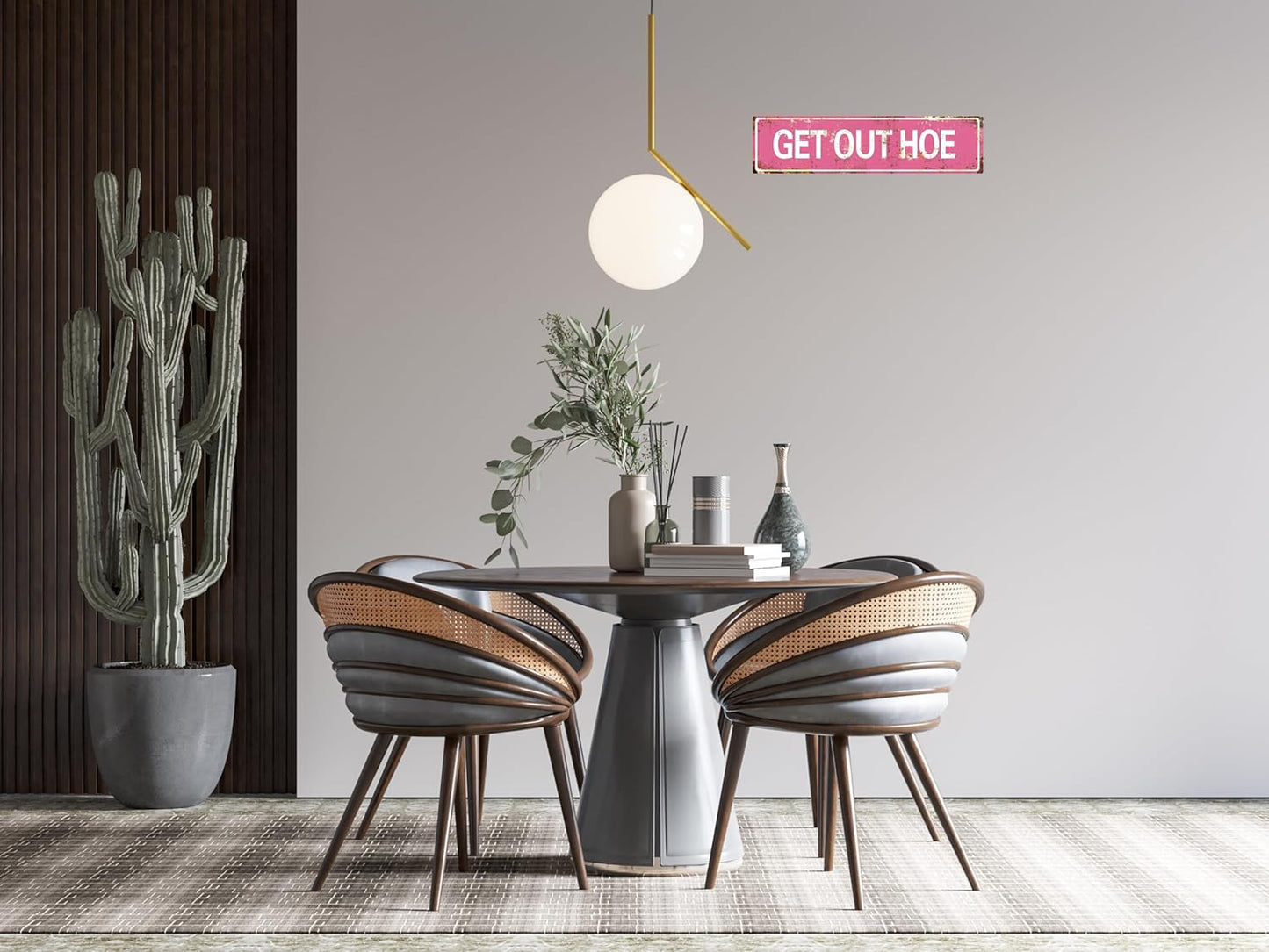 AWISZZZ Vintage Metal Tin Sign Retro Getout Hoe Signs Stylish Wall Art Plaques for Home Decor Bathroom Kitchen House and Gothic Wall Decor or as a Unique Poster 16x4 in