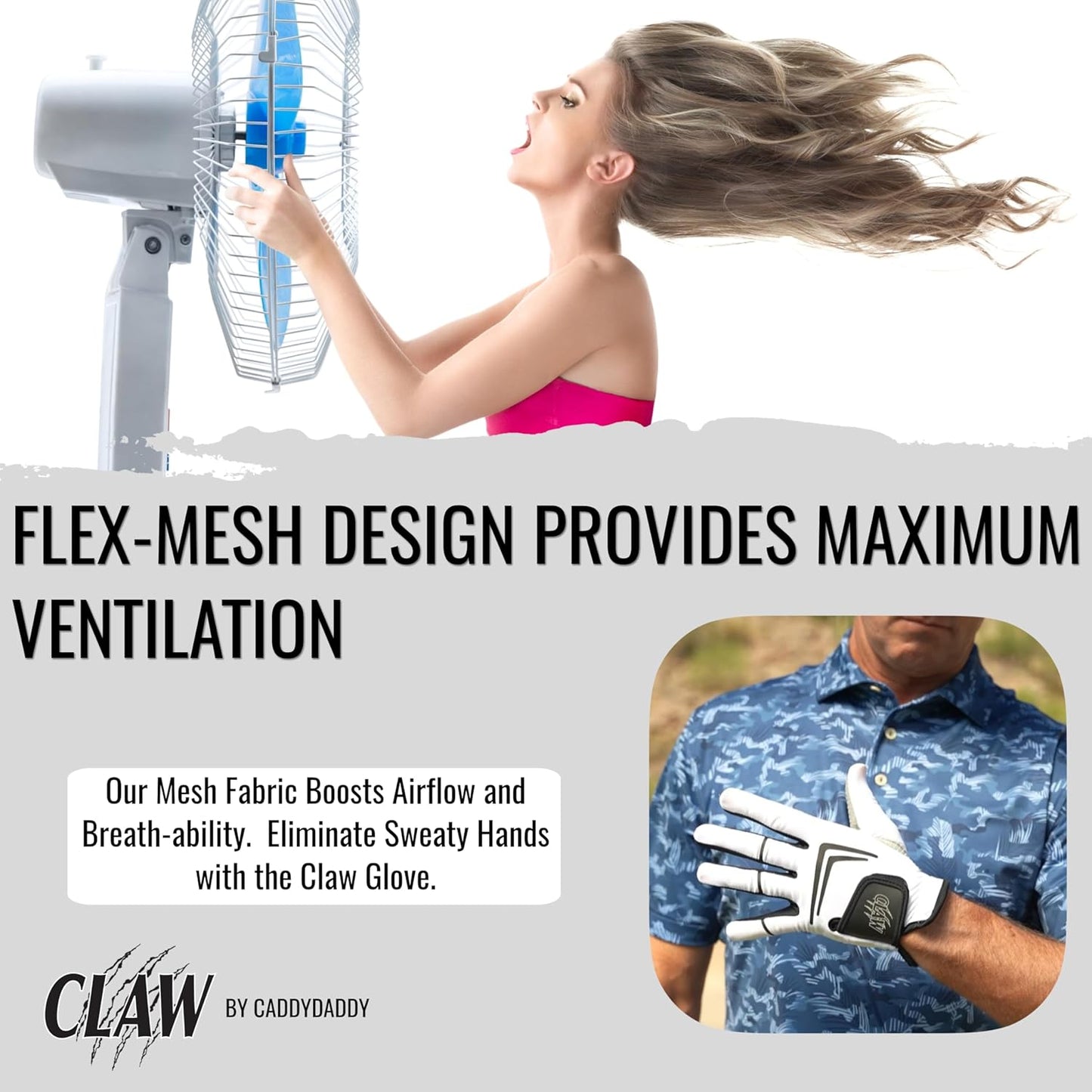 CaddyDaddy Claw Golf Gloves for Men | Flex-Mesh Design for Cool Ventilation | Lasts 3-5 Times Longer Than Leather | Silicone-Web Coating for Maximum Grip | Machine-Washable