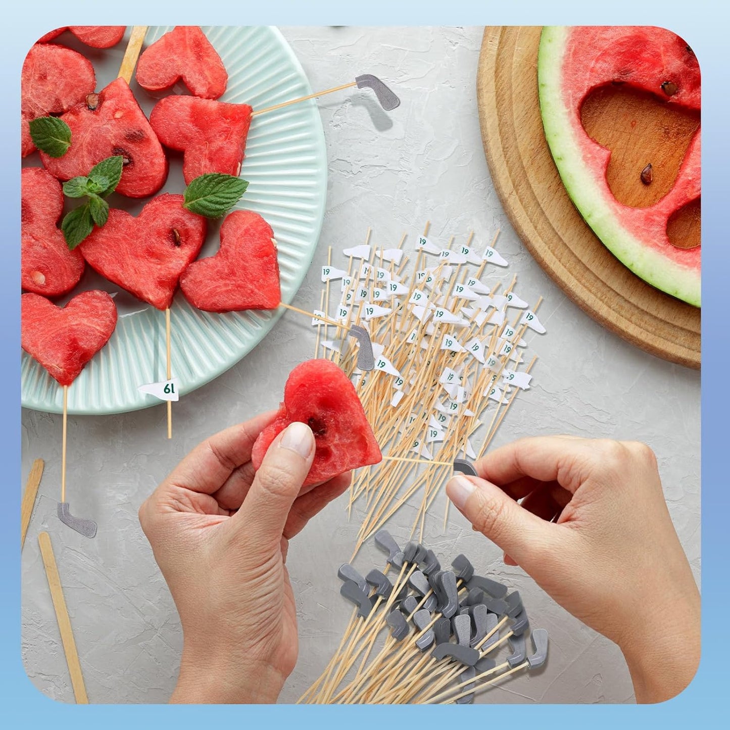 200 Pcs Golf Cocktail Picks 4.7" Golf Toothpicks for Appetizers Golf Club Drink Stirrers Golf Party Decor Birthday Cupcake Topper Sandwich Fruit Golf Skewer Bamboo Stick Holiday Supply(Number 19 Flag)