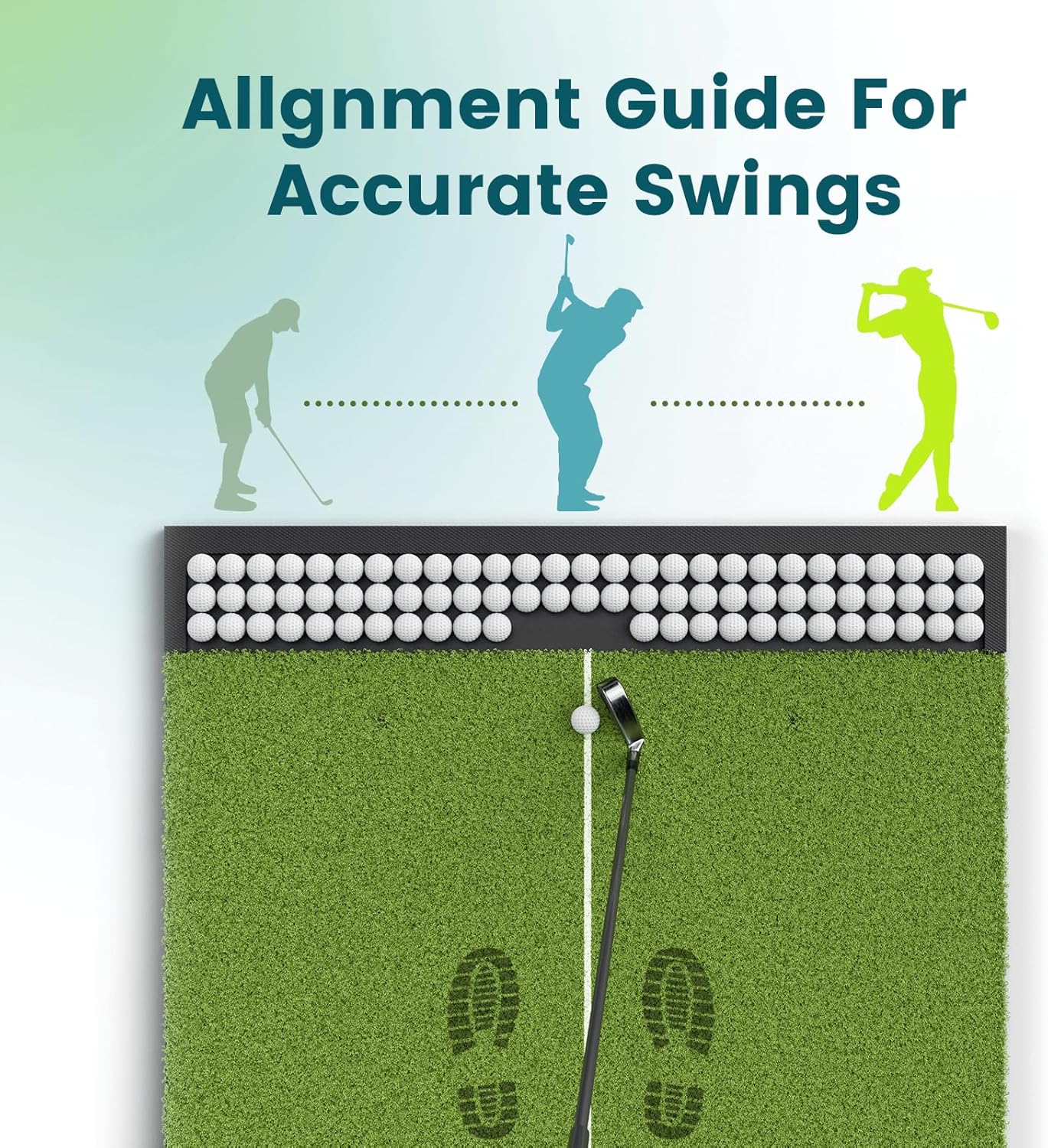 Golf Hitting Mat with Ball Tray, 5x4 & 6x4 ft, 26mm/31mm Thick, Standard & Alignment Line Options, Premium Golf Practice Mat for Indoor Outdoor Swing & Chipping