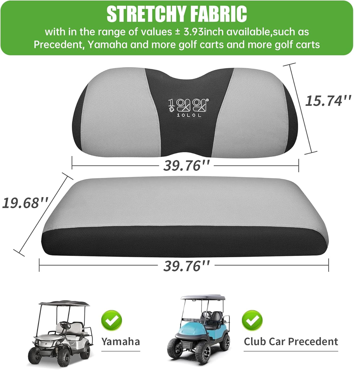 10L0L Golf Cart Seat Covers Universal for Yamaha Club Car Precedent Standard Front Seats, Breathable Mesh Bench Seat Cover, No Drilling Seat Cushion, All-Season Comfort Cool in Summer & Warm in Winter