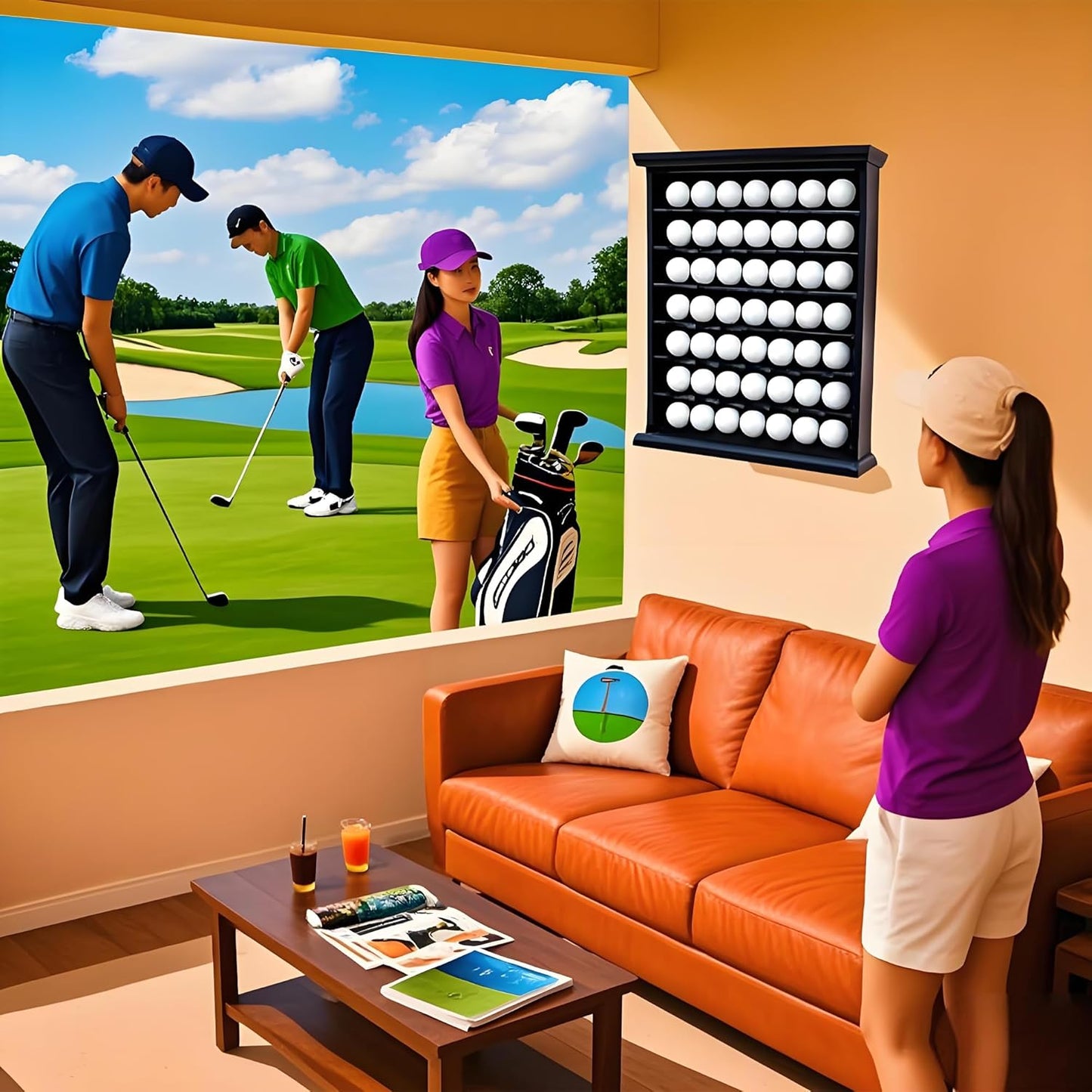 Stylish Golf Ball Golf Ball Display Case - Solid Wood Shadow Box for Home, Office, and Exhibition Display - Ideal Storage and Showcase Solution - Black Color