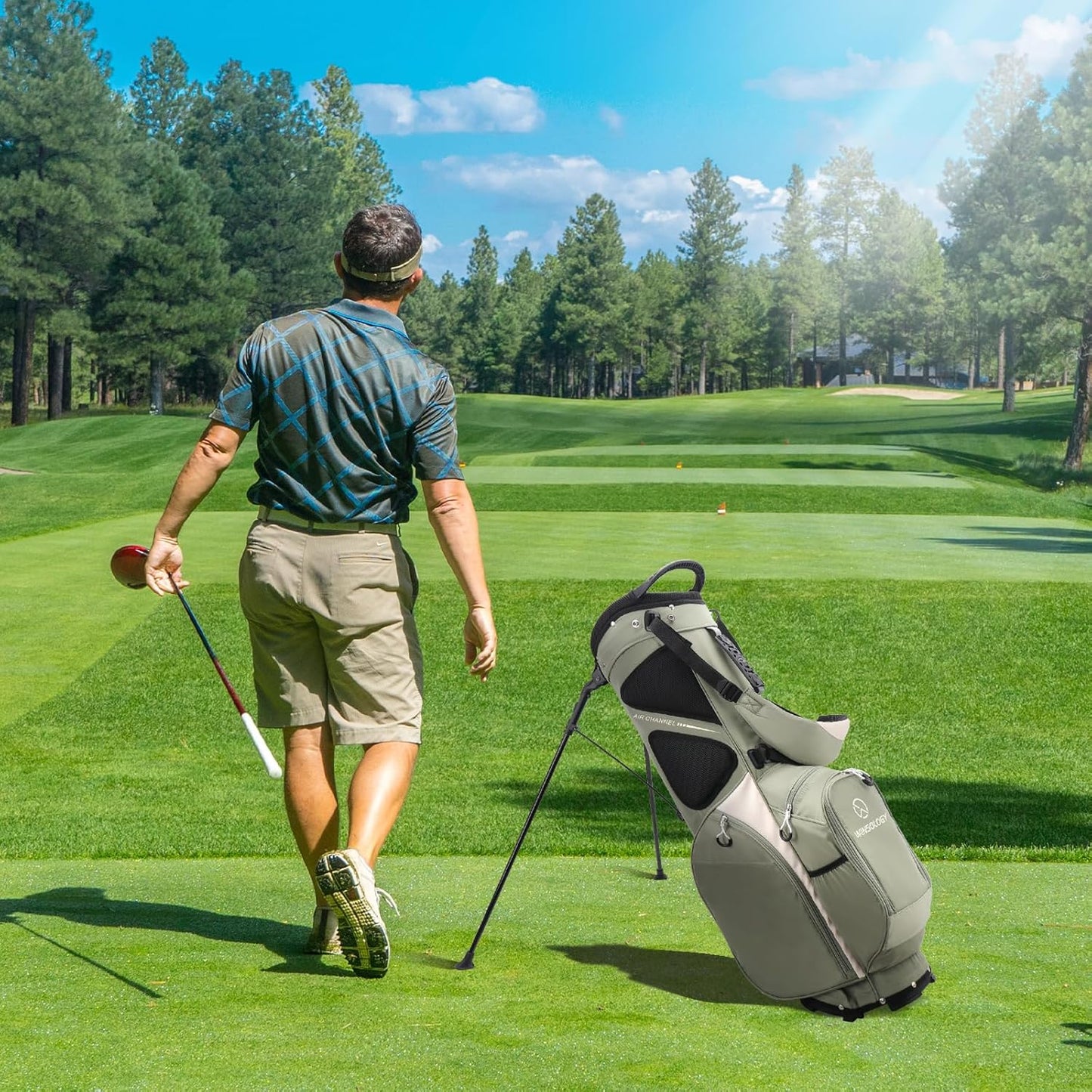 Lightweight Golf Stand Bag with 4 Way Top Dividers for Men and Women, Only 4.2 Pounds, 8 Storage Pockets Including Cooler, Double Shoulder Straps, Womens Golf Club Bag