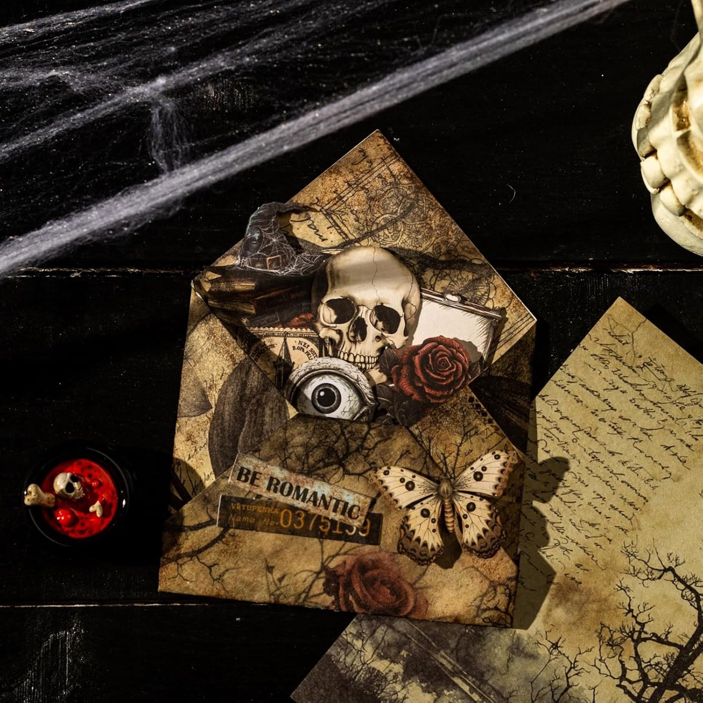 Vintage Gothic Scrapbook Sticker Paper Set – 240PCS Journaling Stickers and Material Sheets for DIY Crafts, Albums, Cards and Journals, Halloween Decoration Gift