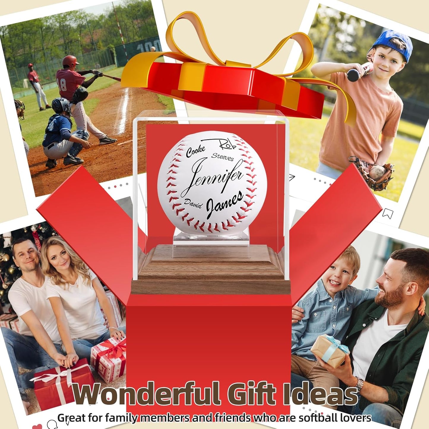 Baseball Display Case Walnut Wood Base Acrylic Baseball Case Display for Balls Uv Protection Baseball Holder Cube Box Stand Memorabilia Autograph Ball, Ideal Gift for Official Size Ball Display