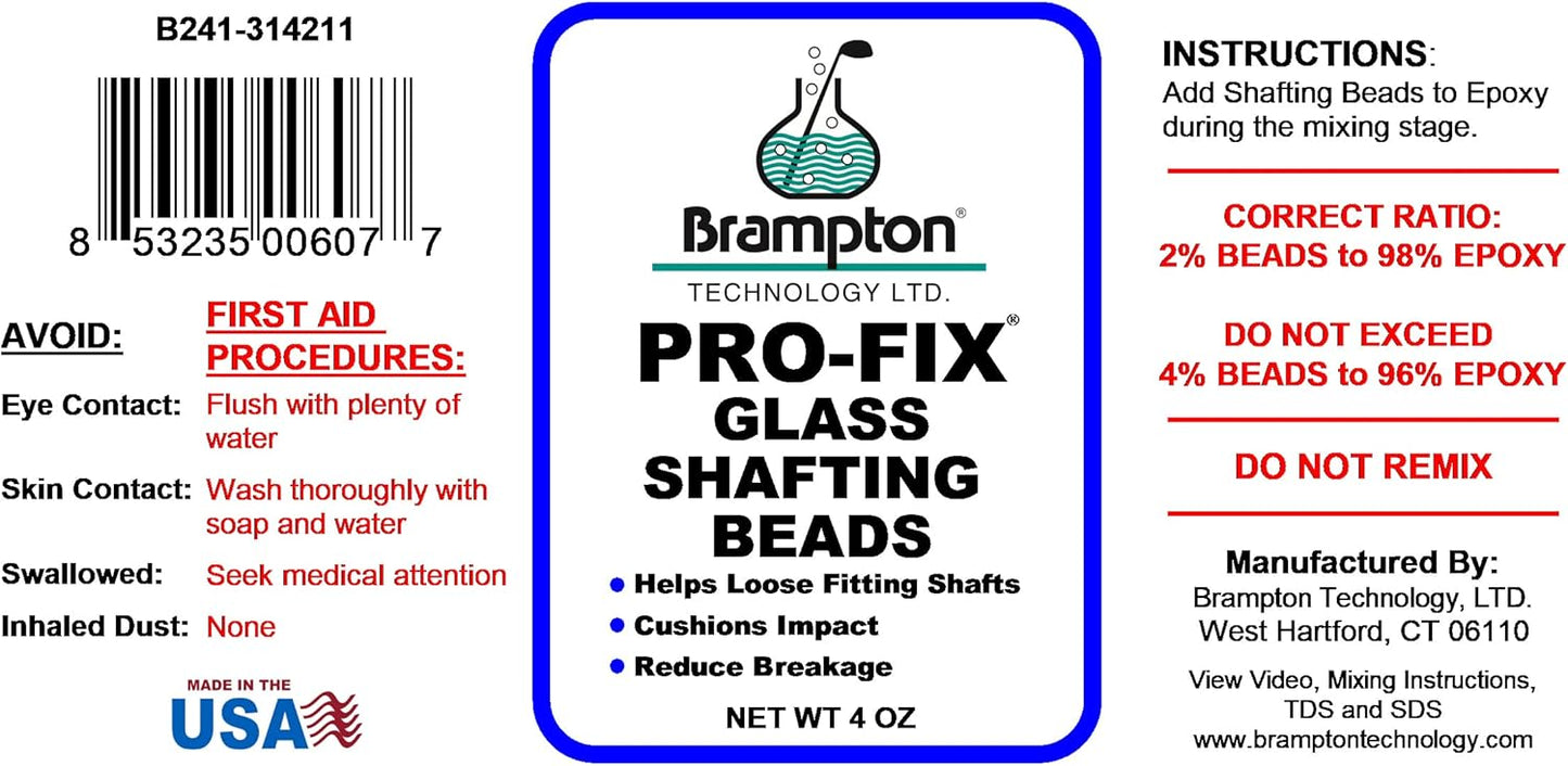 Brampton PRO-FIX Glass Shafting Beads - Golf Club Shaft Installation Stabilizer - Increase Bond Strength