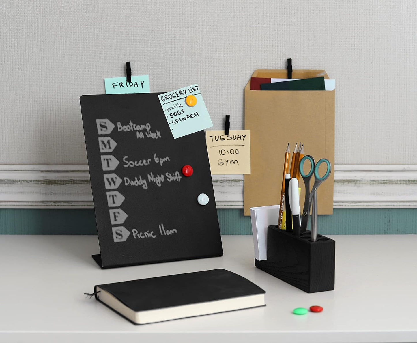 20 Pack Mini Self Adhesive Clips for Pictures - Black Wood Clip Photo Holders for Wall, Poster Hanger, Photo Cards Hanging Display Board & Picture Boards, Artwork Photos Holders Card Room Decor