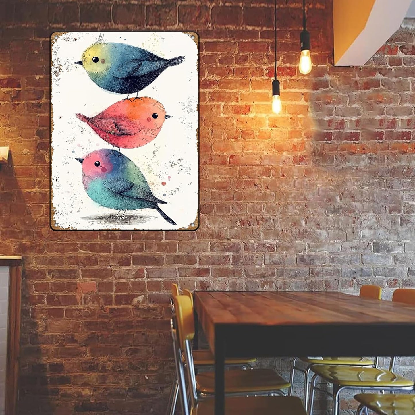 Vintage Tin Sign Watercolor Birds Wall Decor Nursery Birds Print Cute Wall Decoration Birds Nursery Animals Sign Poster Home Bar Plate Wall Decor Birds Metal Sign 12x16 Inch