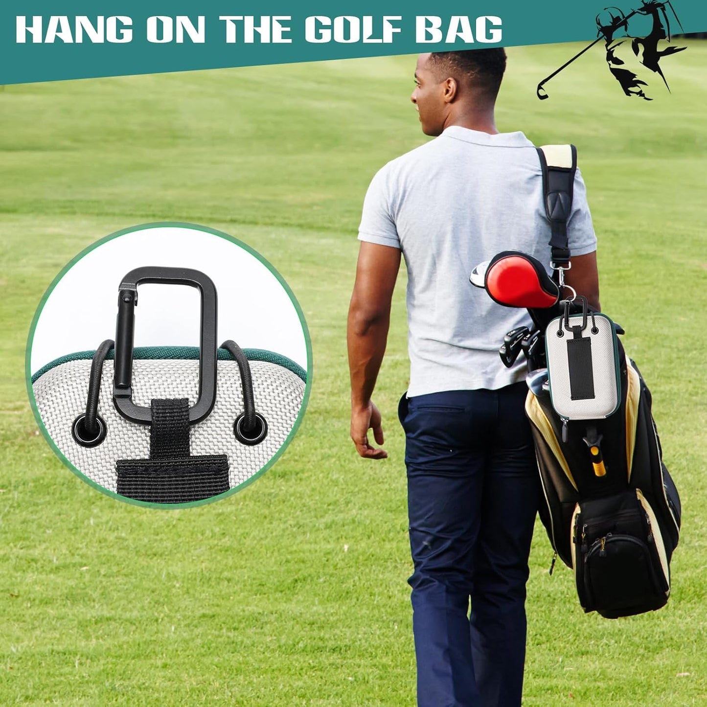 Golf Rangefinder Hard Shell Case, Hard Golf Rangefinder Case Universal Range Finder Carry Bag (Grey+Green)