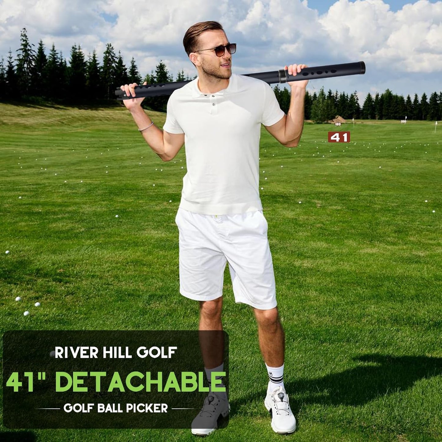 Golf Ball Retriever, Aluminum Alloy Picker Upper Tube, Golf Balls Shagger Grabber, Ball Collector, Pickup Tool Device for Men Women